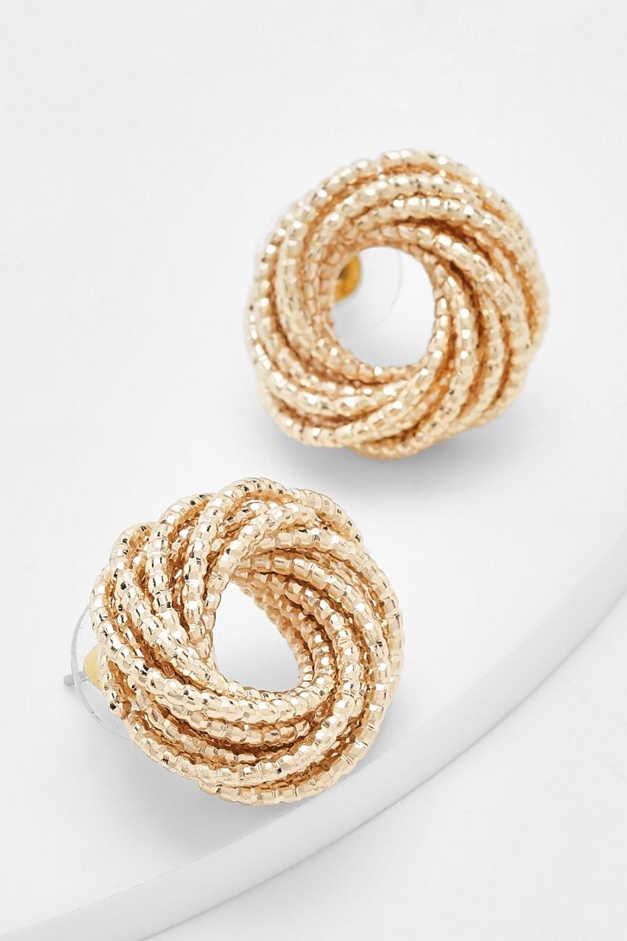 Gold Knot Stud Earrings image number 1