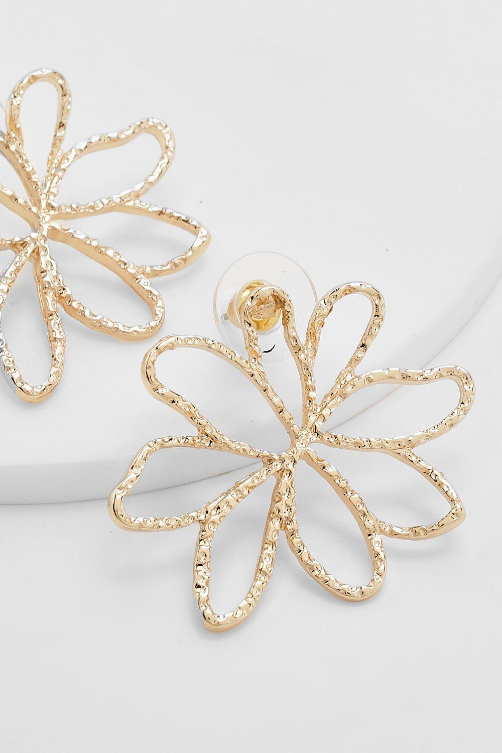 Gold wire flower on sale earrings