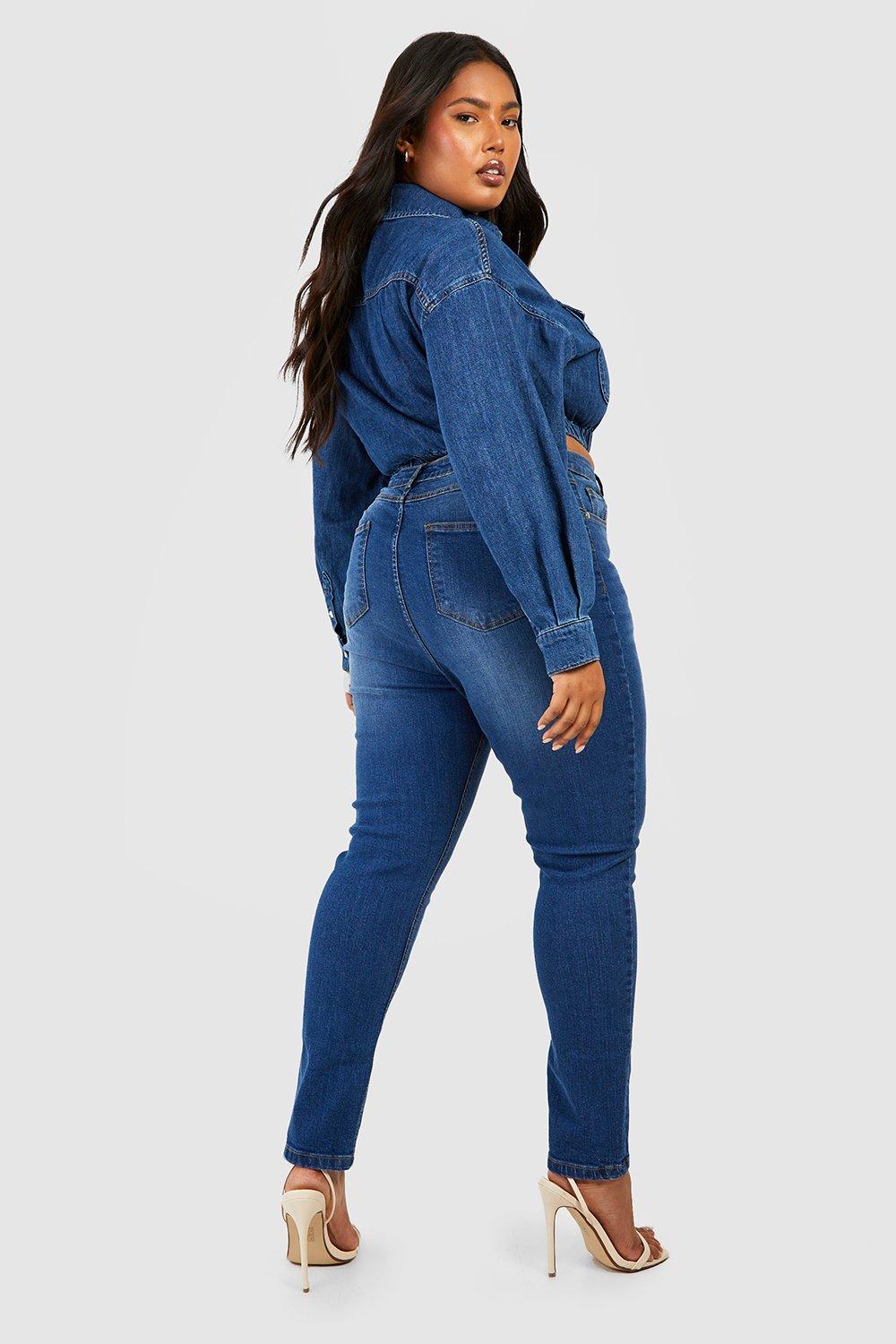 Plus Butt Shaper High Rise Skinny Jeans boohoo UK