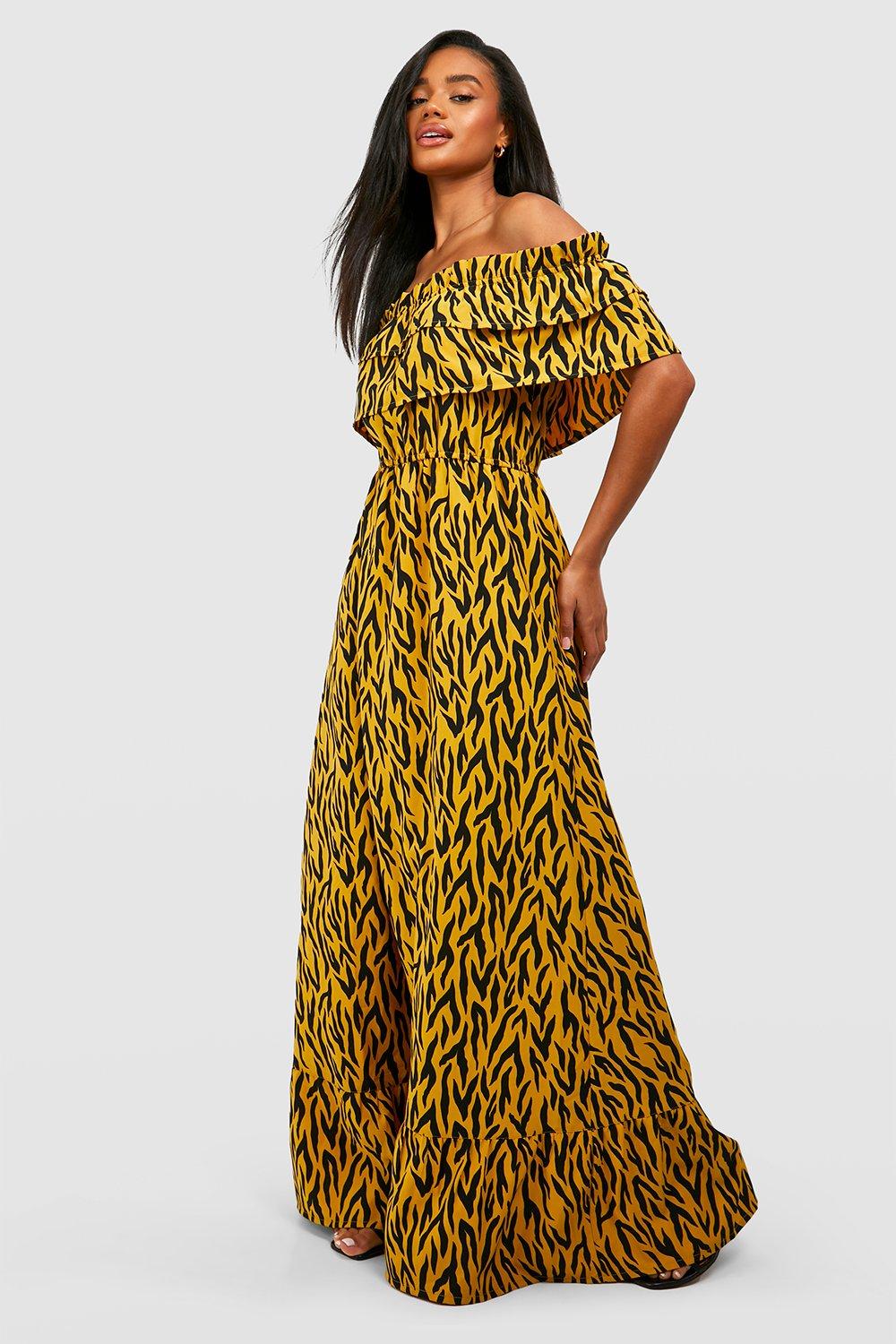 Yellow leopard print maxi on sale dress