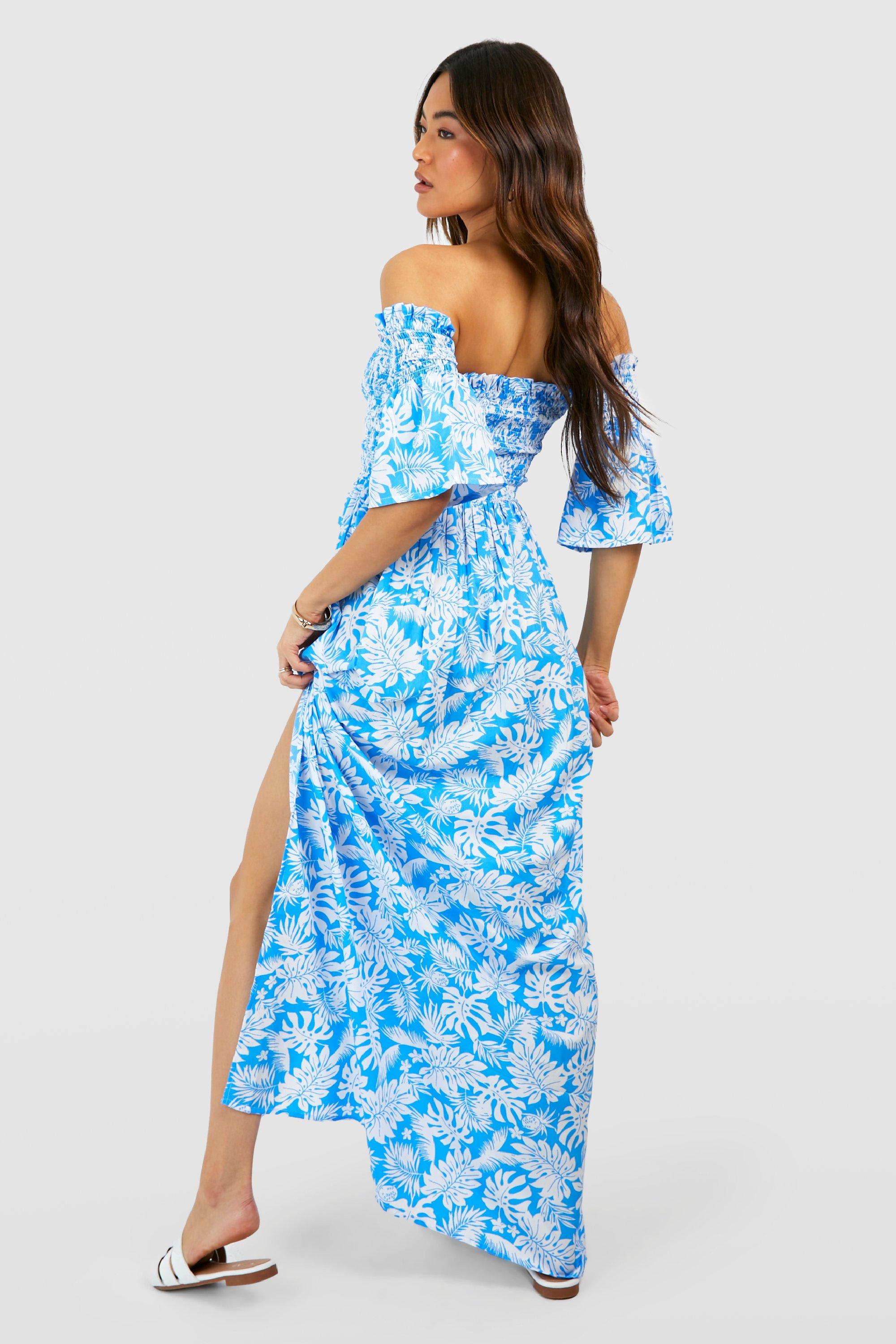 Boohoo palm hot sale print dress