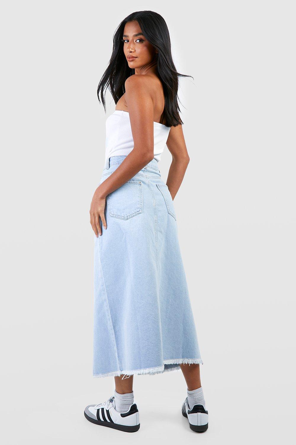 Denim midi dress skirt sale