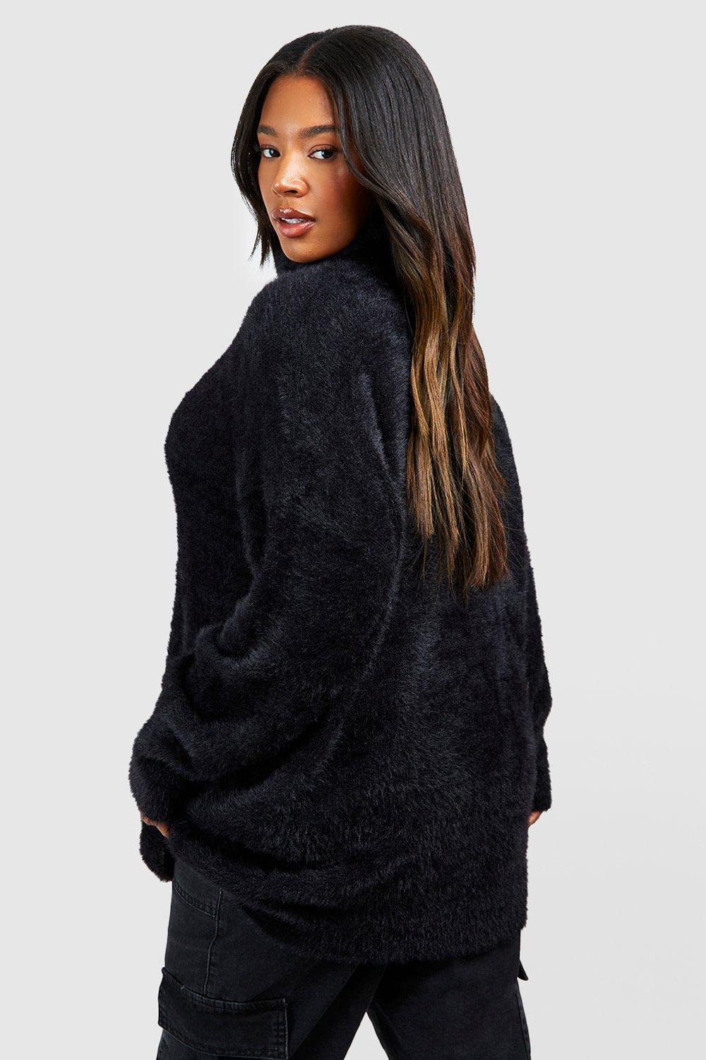 Plus Fluffy Knit Roll Neck Jumper boohoo