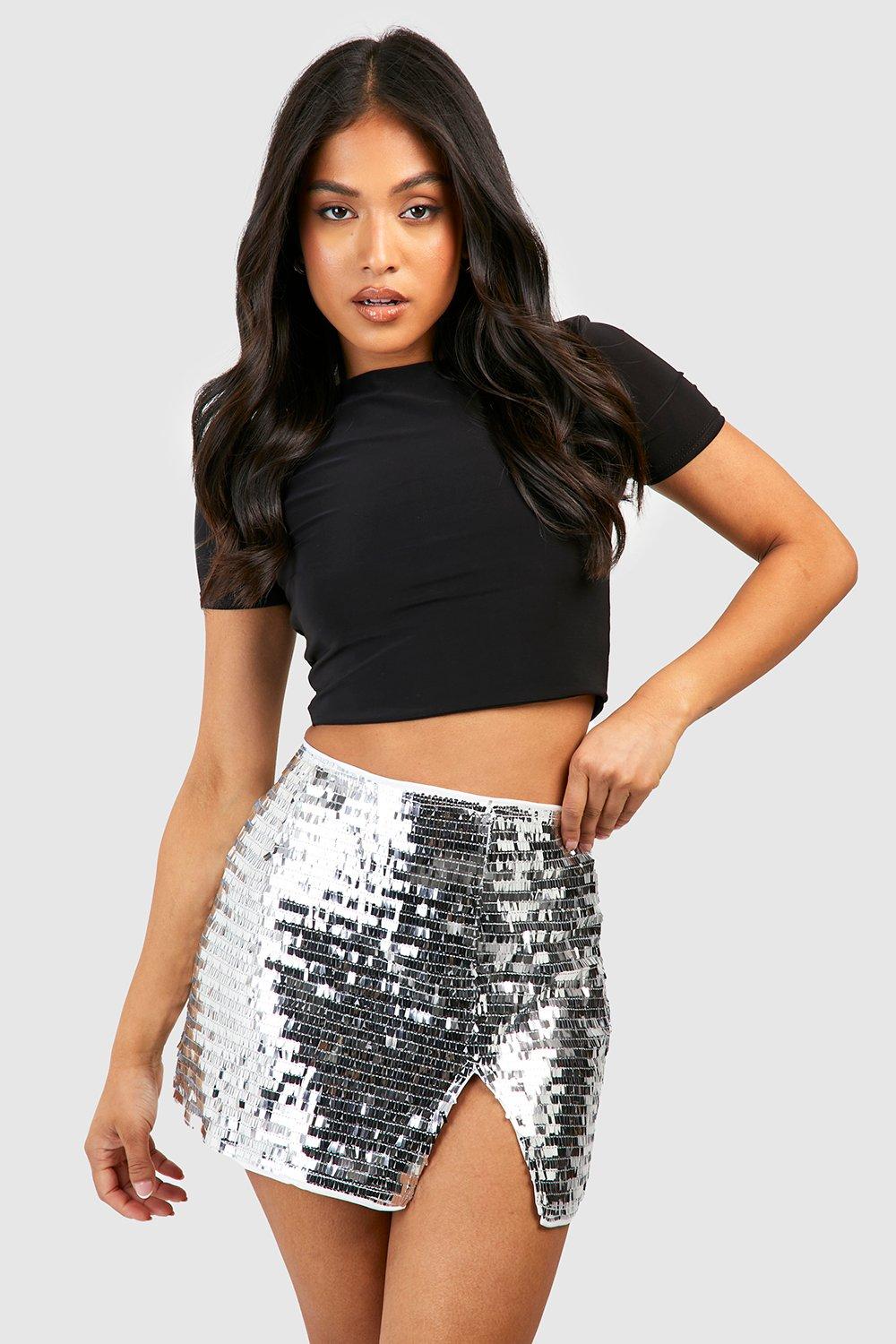 Sequin Split Mini Skirt