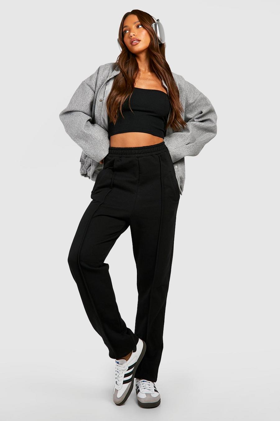 Black Tall Piping Detail Slouchy Track Pants image number 1