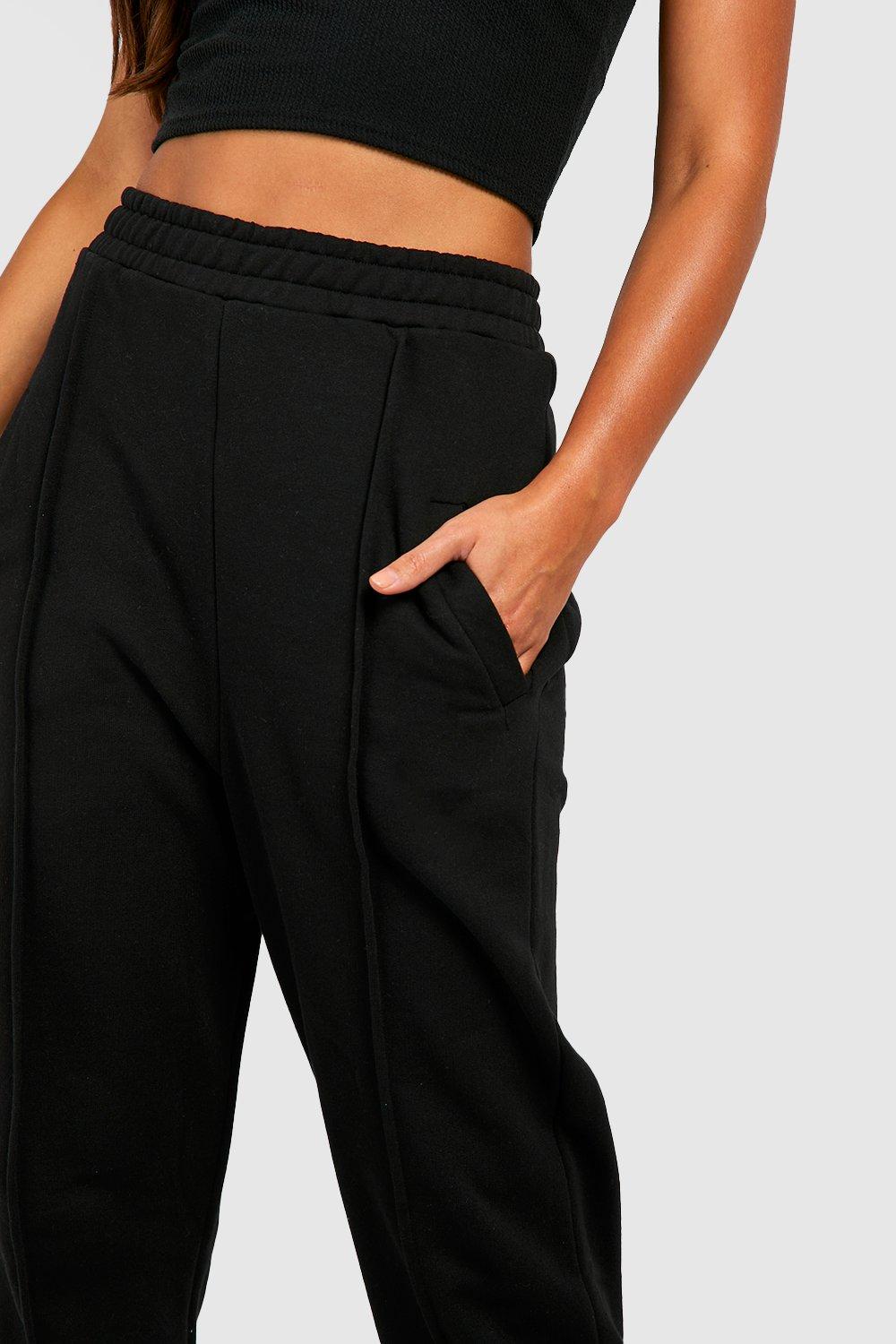 Women's Black Tall Piping Detail Slouchy Jogger