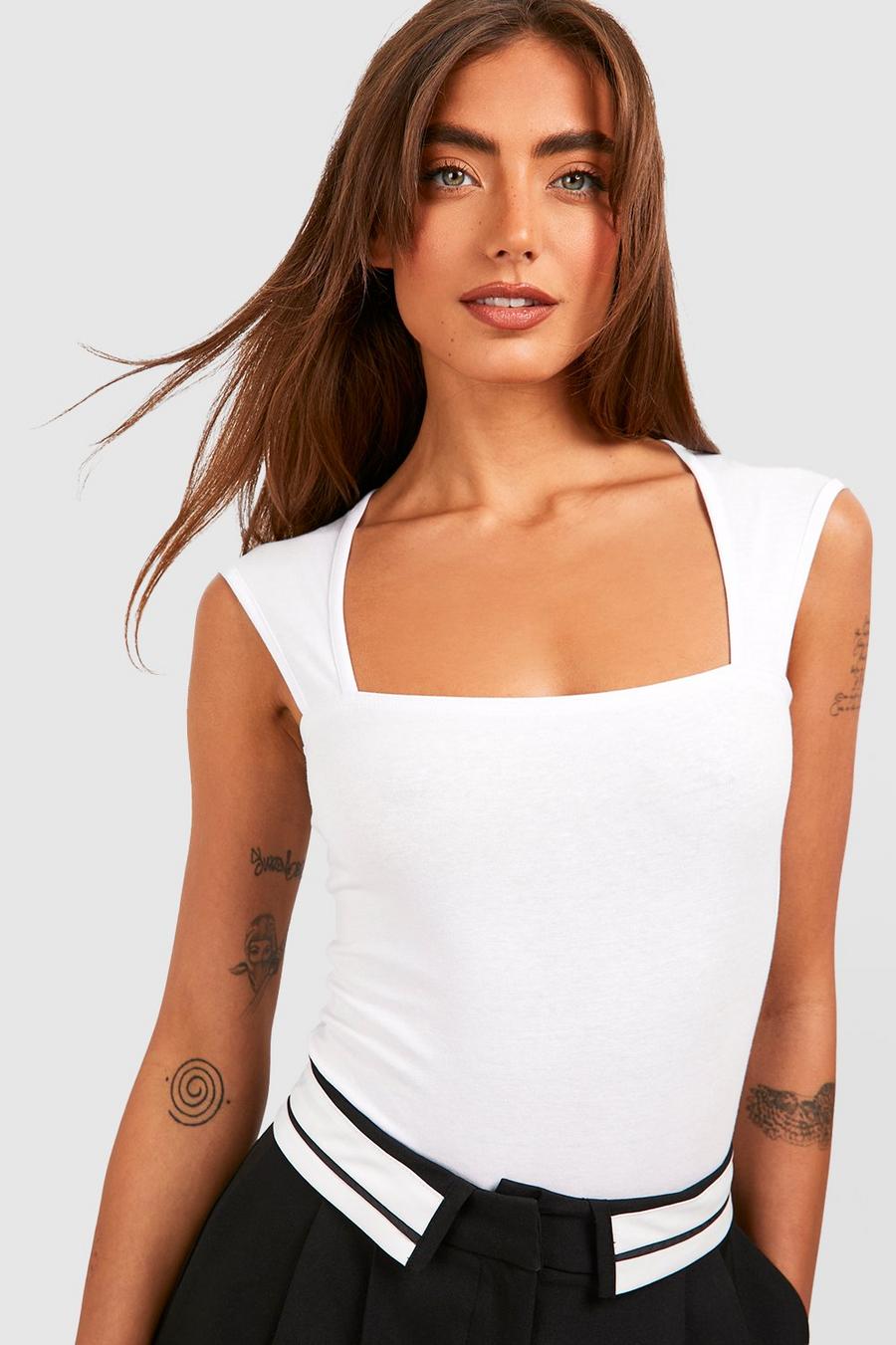 White Cap Sleeve Cotton Bodysuit 