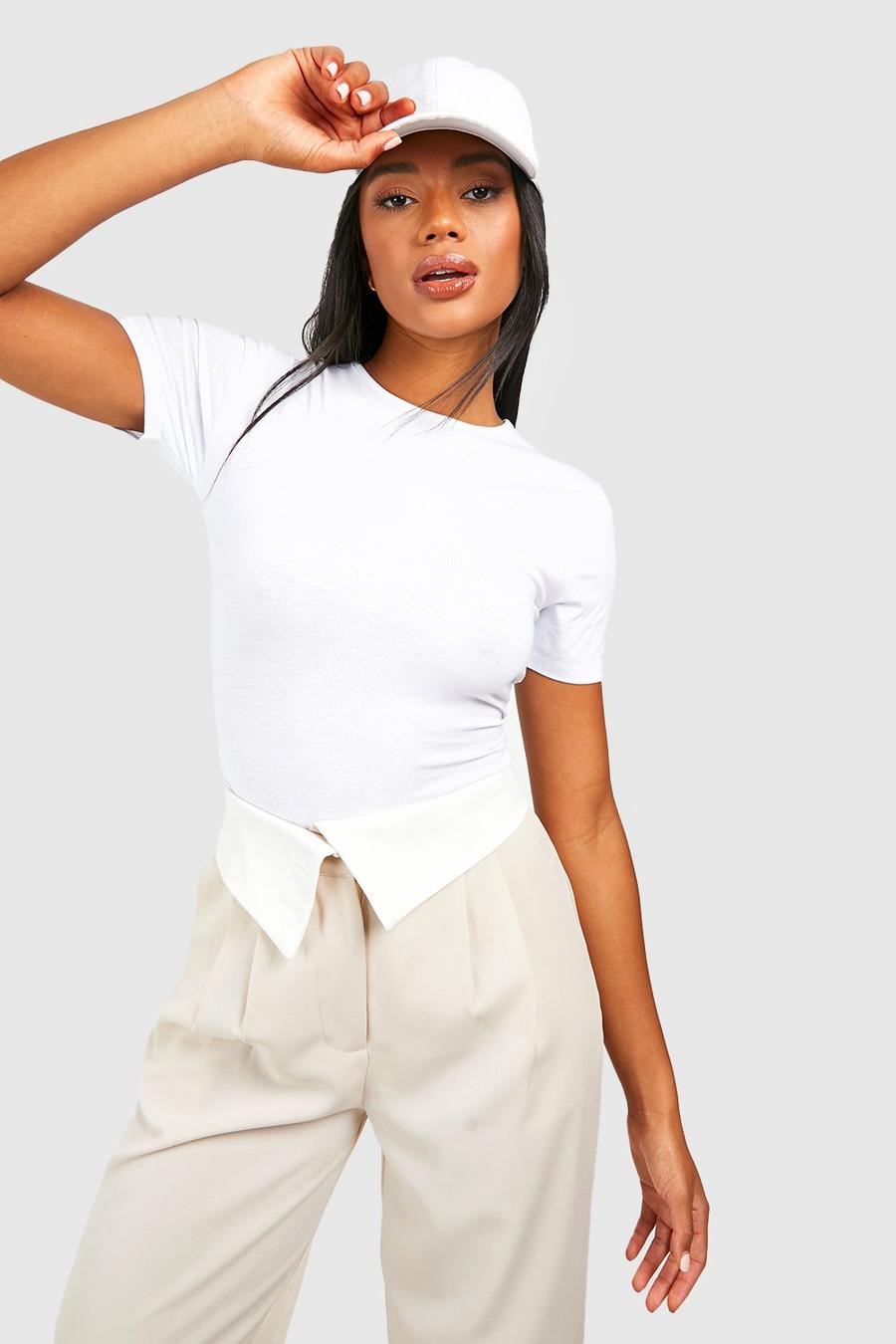 White Short Sleeve Bodysuits for Women