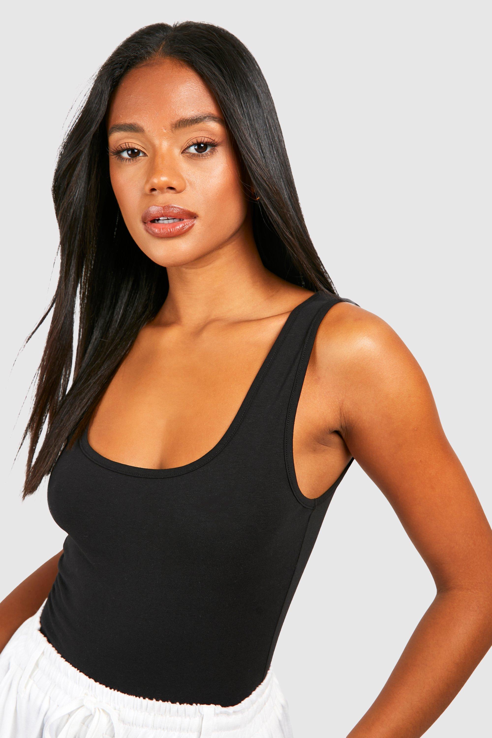 Wide Strap Scoop Cotton Tank Top