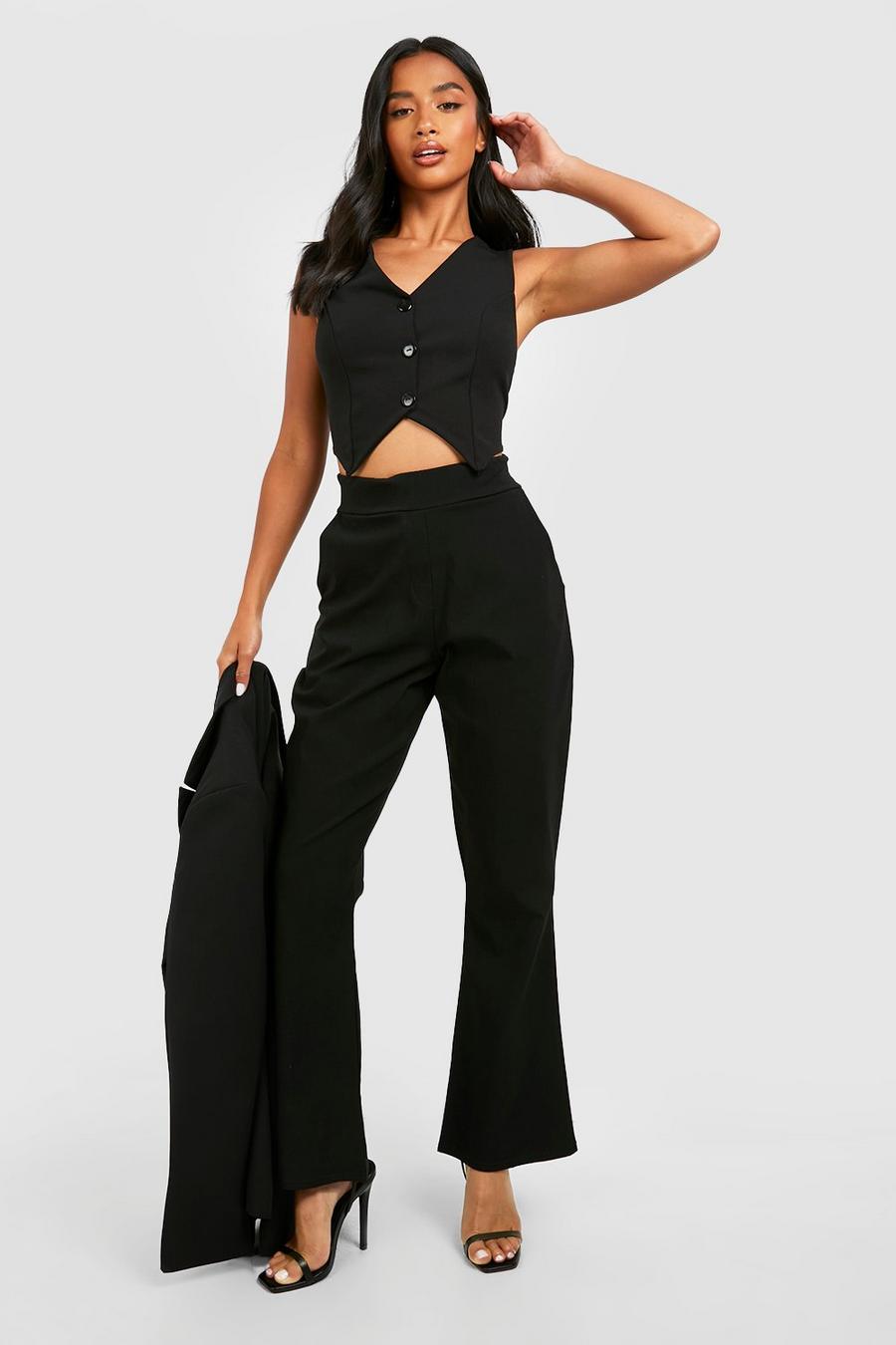 Black Petite Super Stretch Flared Tailored Pants image number 1