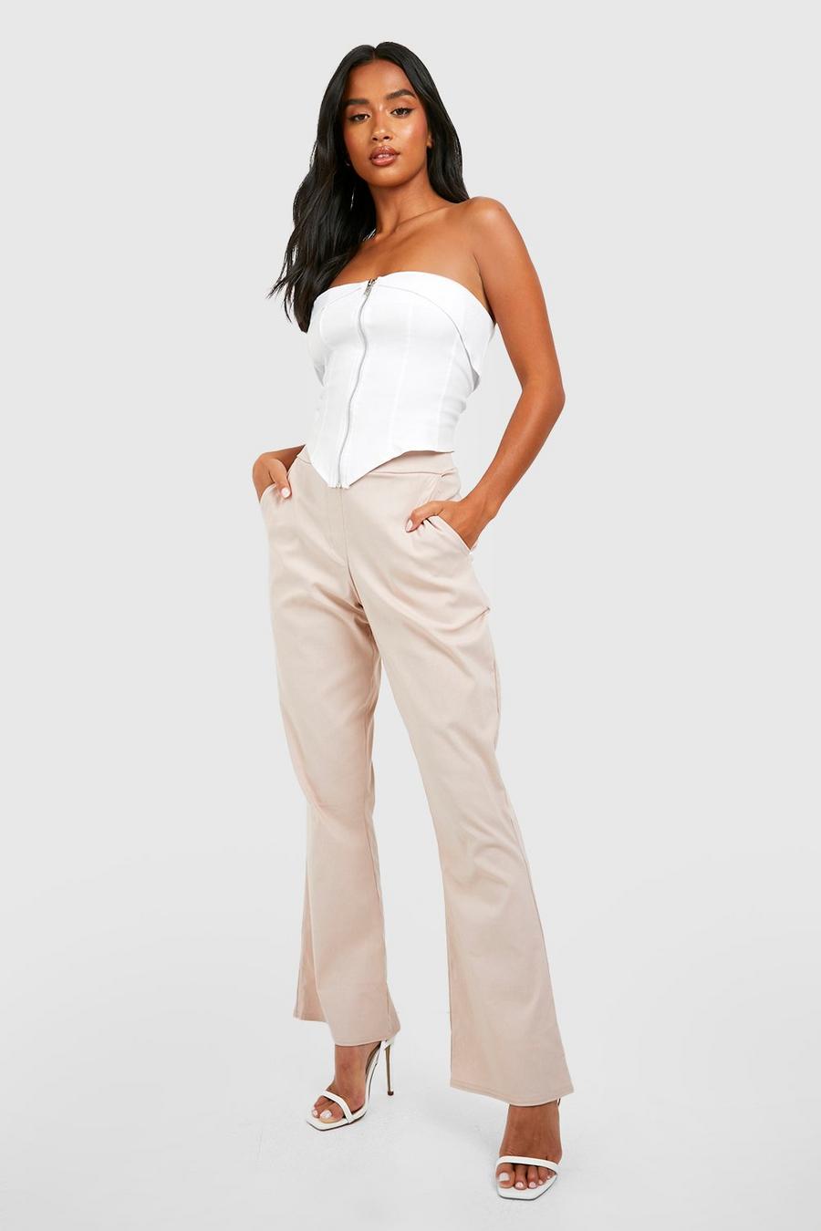Stone Petite Super Stretch Flared Tailored Trouser image number 1