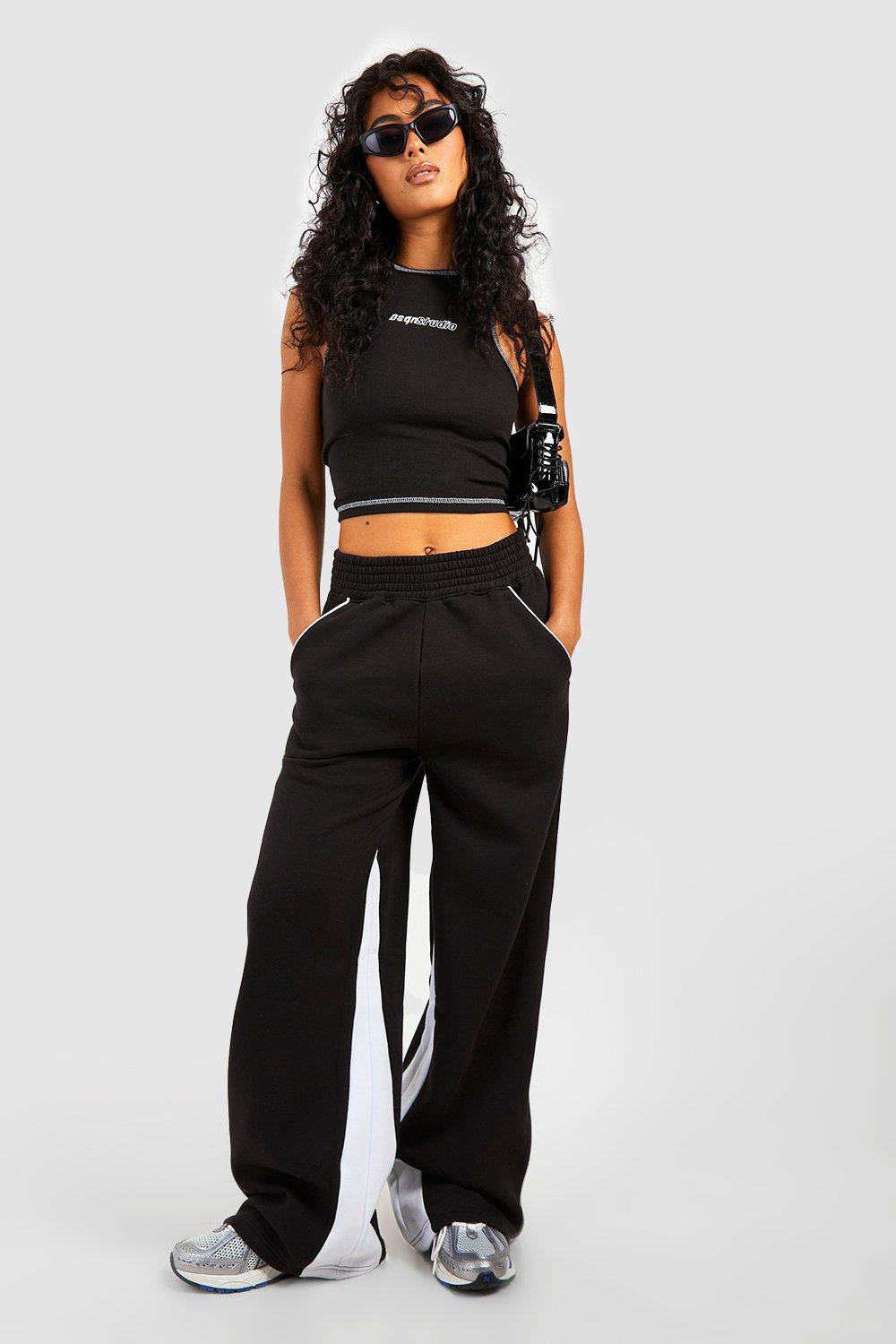 Women's Colour Block Fitted T-shirt And Straight Leg Jogger Set