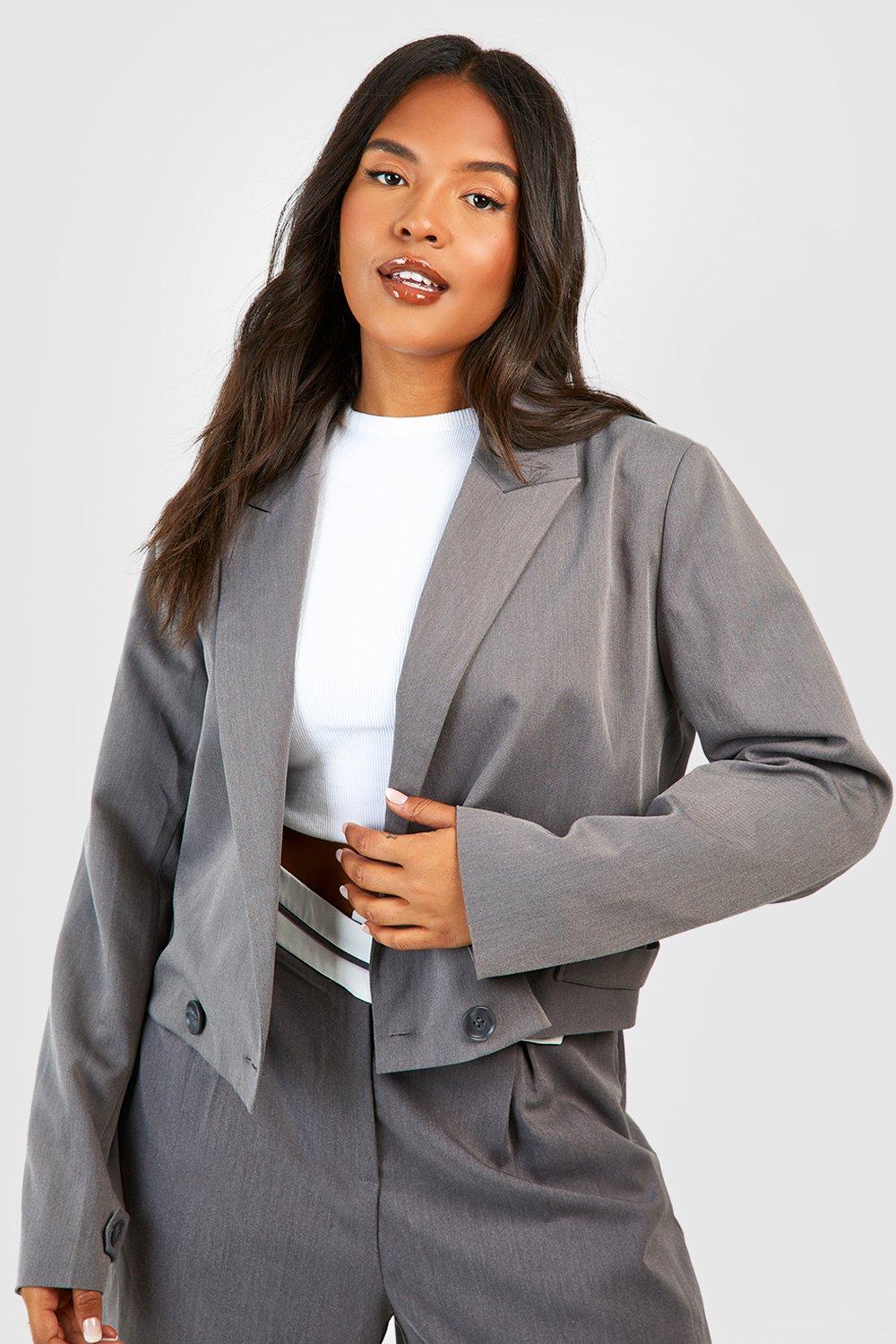 Grey fitted blazer clearance womens