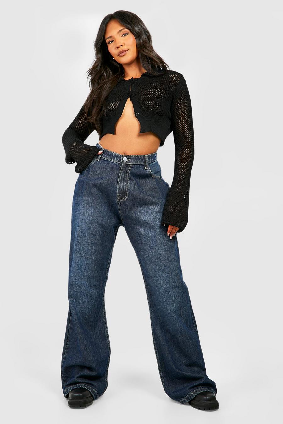 Vintage Boyfriend Jeans Women Wide Leg Straight Loose High Waist Jeans  Mujer Plus Size 2020 Black Blue Denim Pants Chic LJ201013