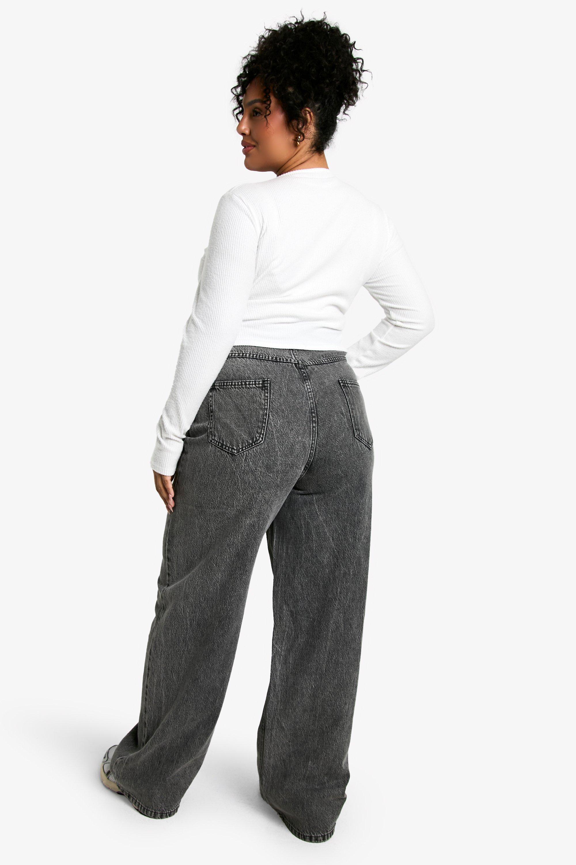 Plus Washed Grey Boyfriend Jean boohoo