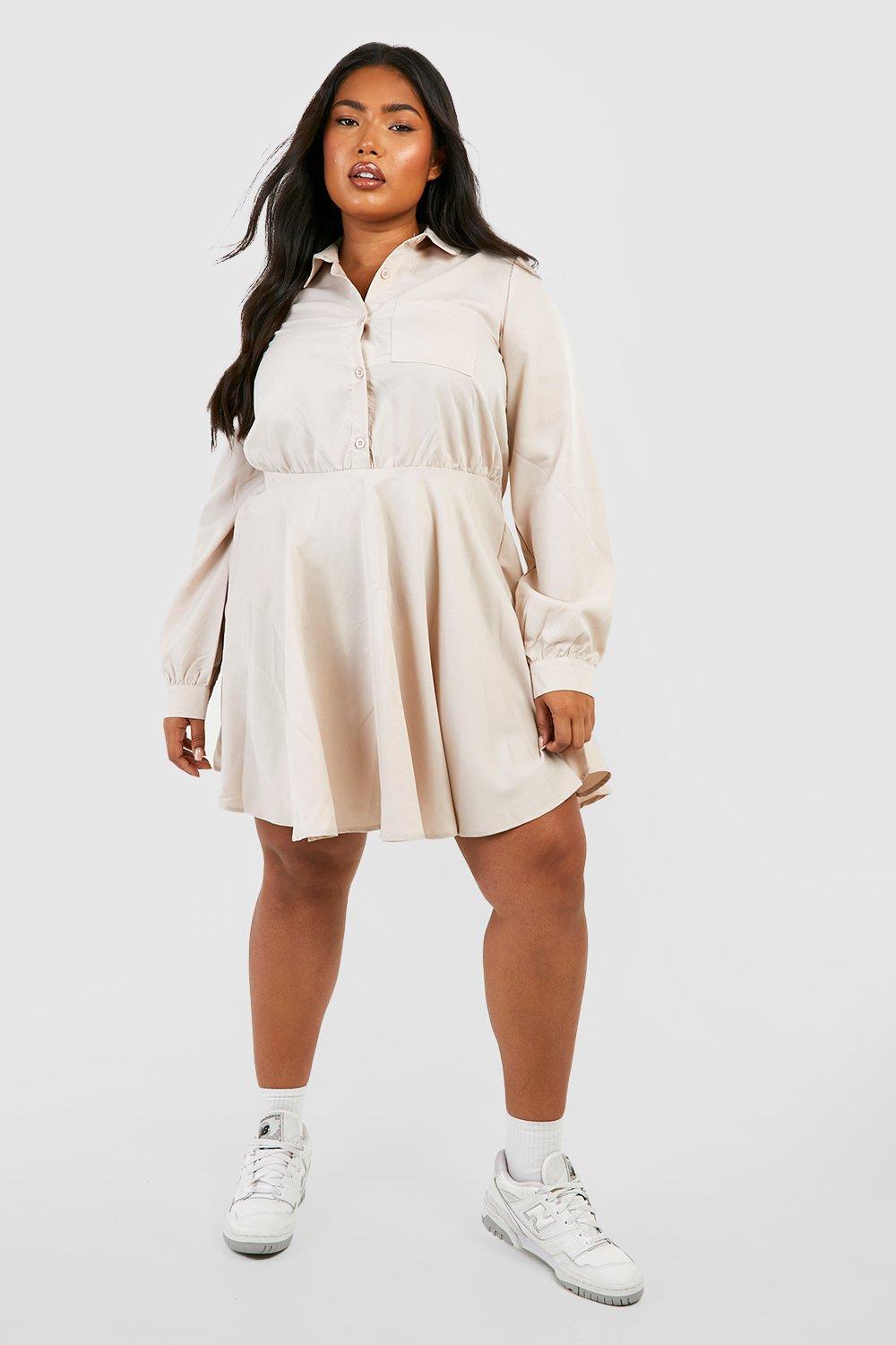 Grande taille Robe chemise patineuse