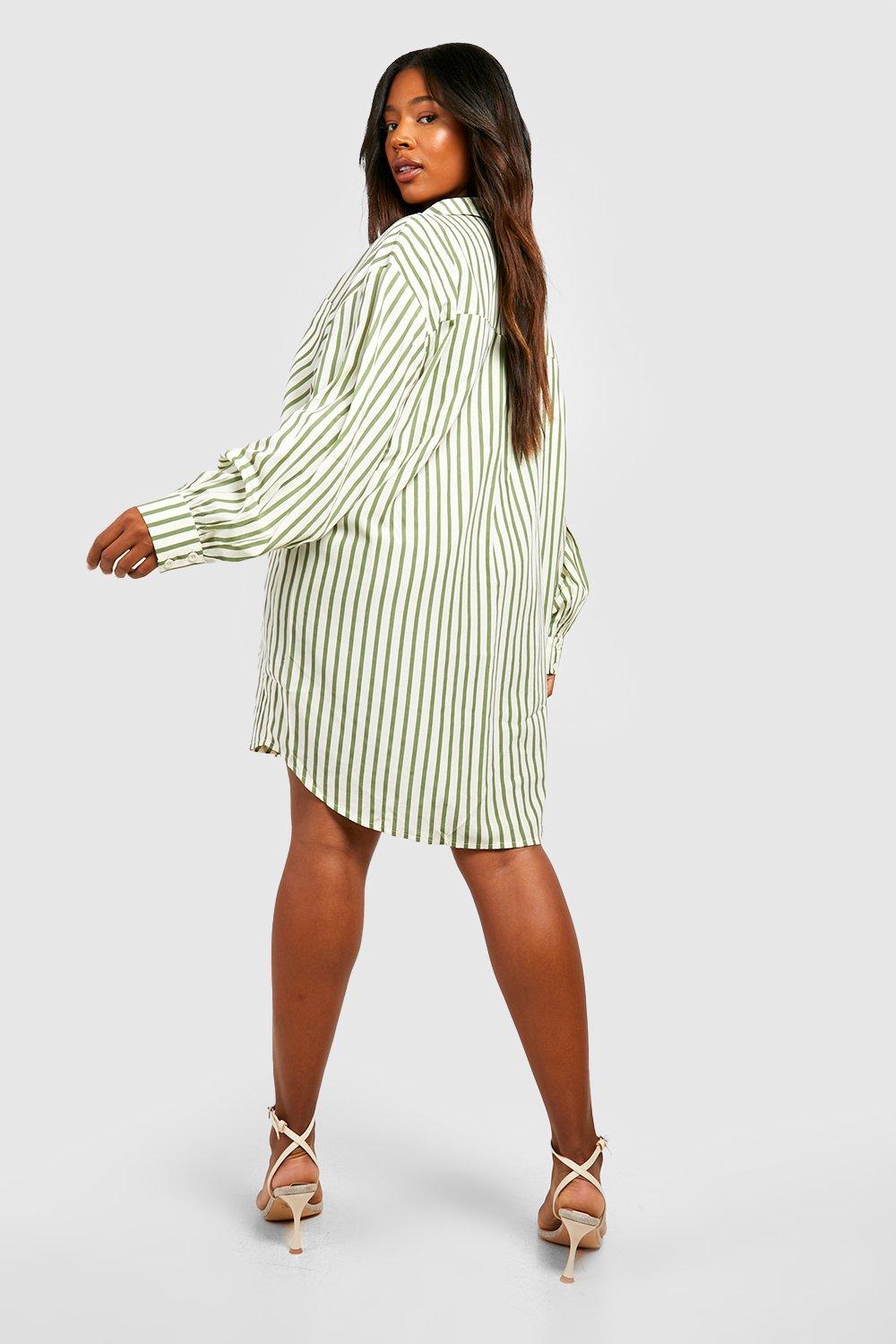 Green striped hotsell shirt dress