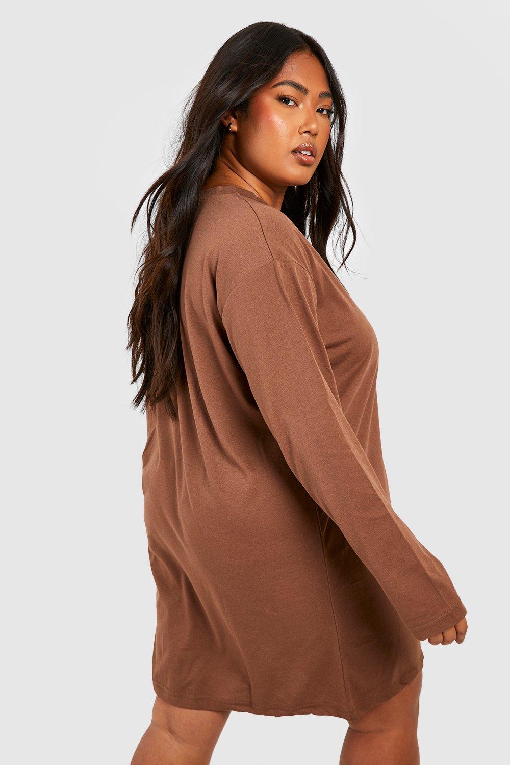 Plus Cotton Long Sleeve T shirt Dress