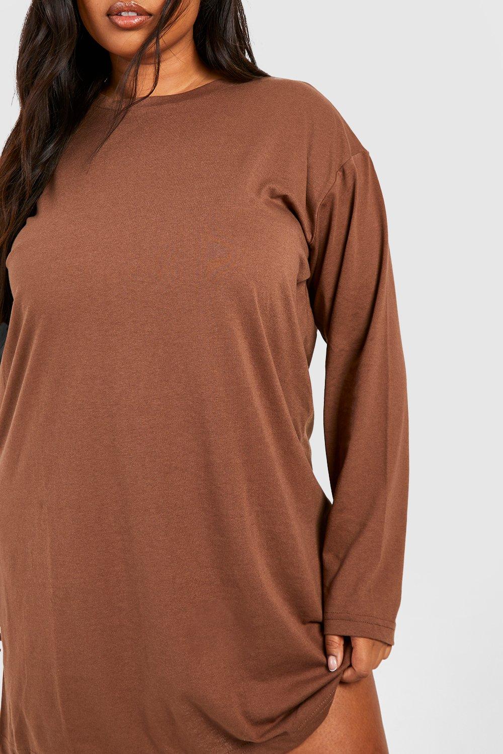 Brown long sleeve hot sale t shirt dress