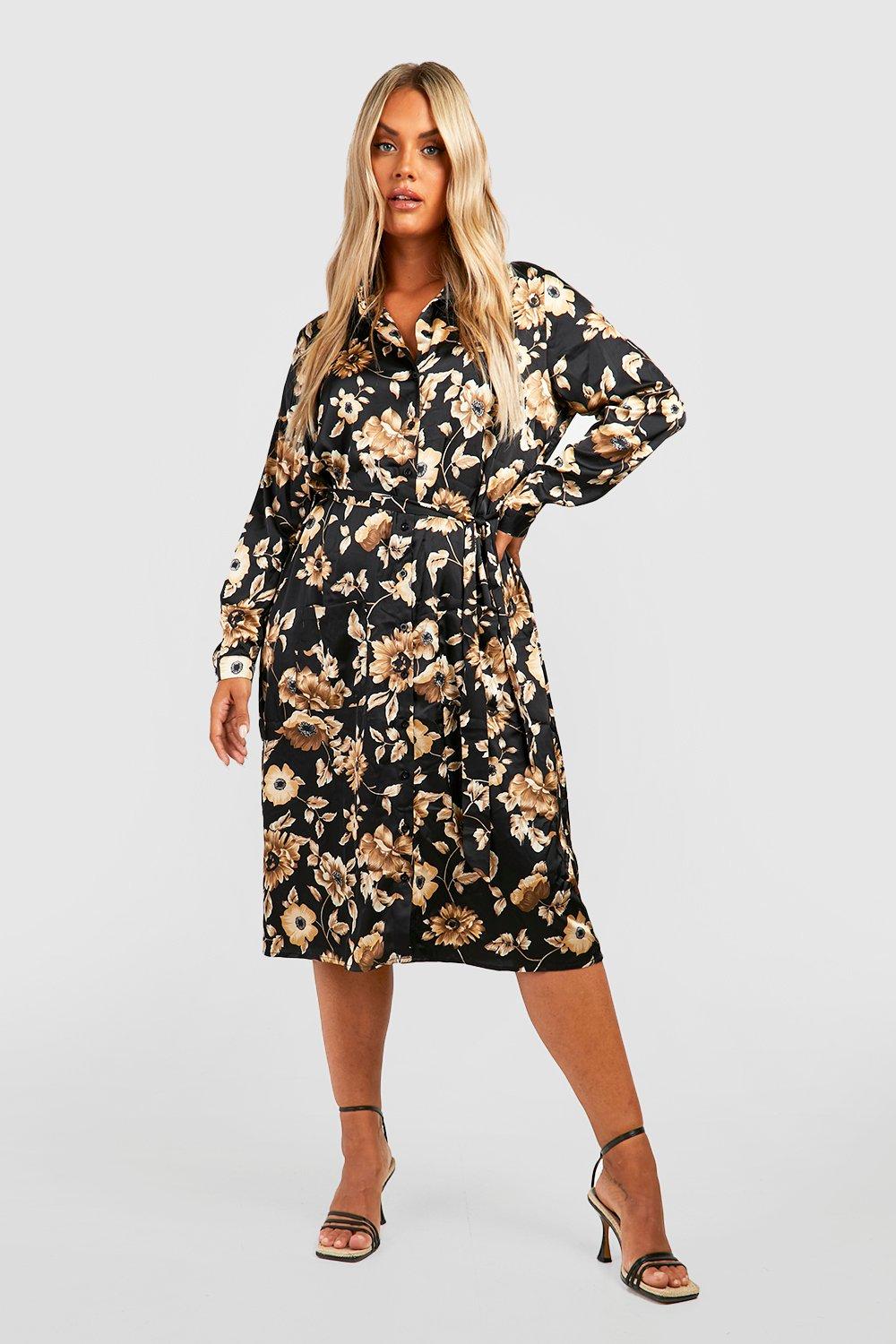 Floral shirt store dress plus size