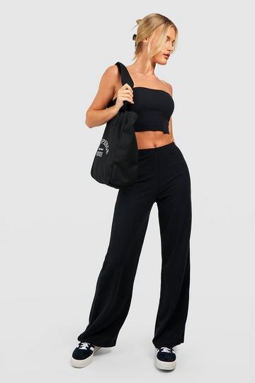 Jersey Knit Ribbed Slouchy Pants black