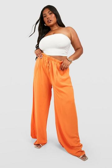 Orange Plus Woven Lightweight Palazzo Pants