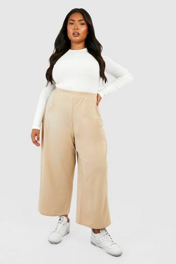 Plus Crepe Pleated Front Culotte Trouser stone