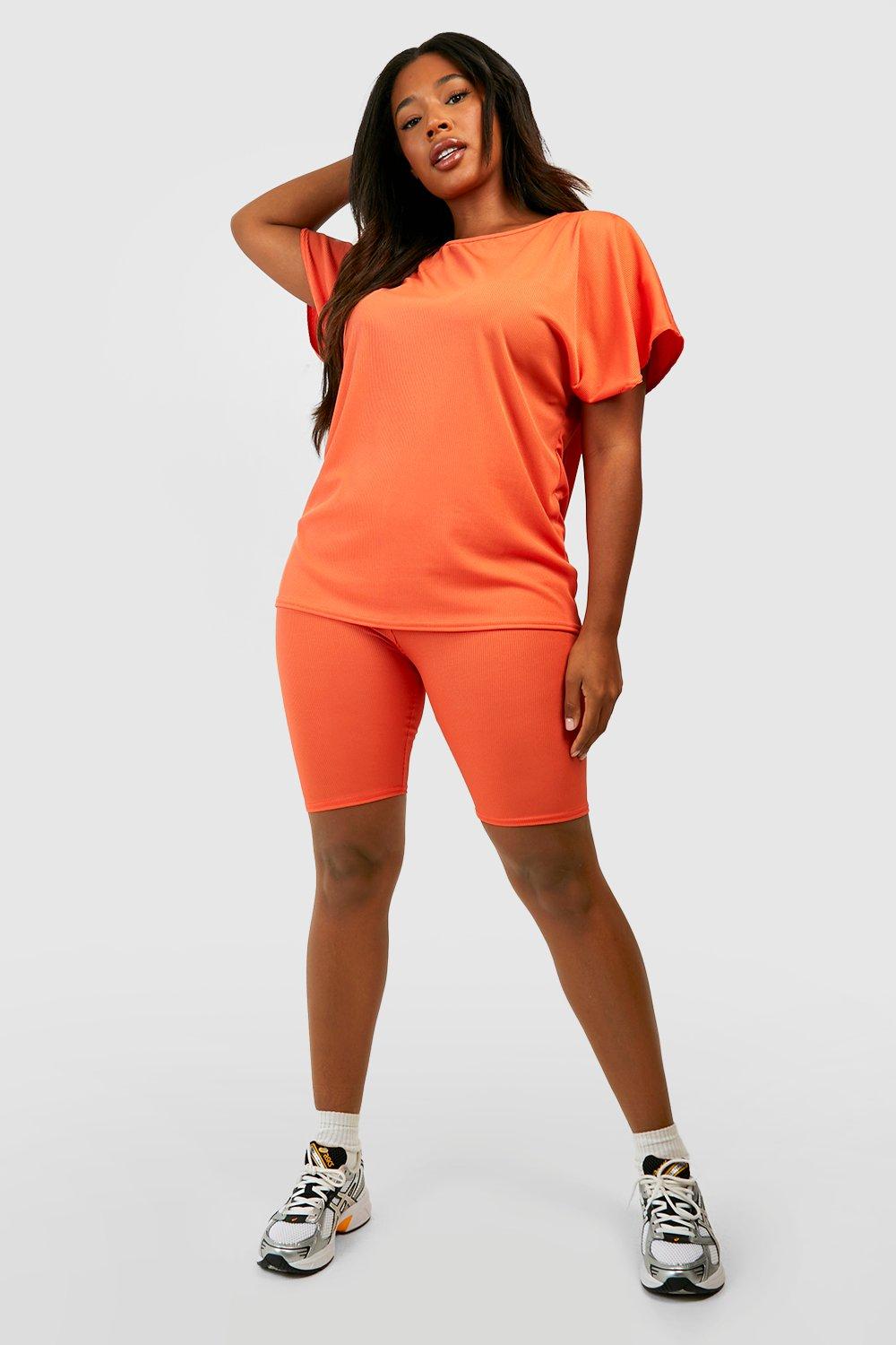 Plus Oversized Rib T Shirt Biker Shorts Set boohoo CA