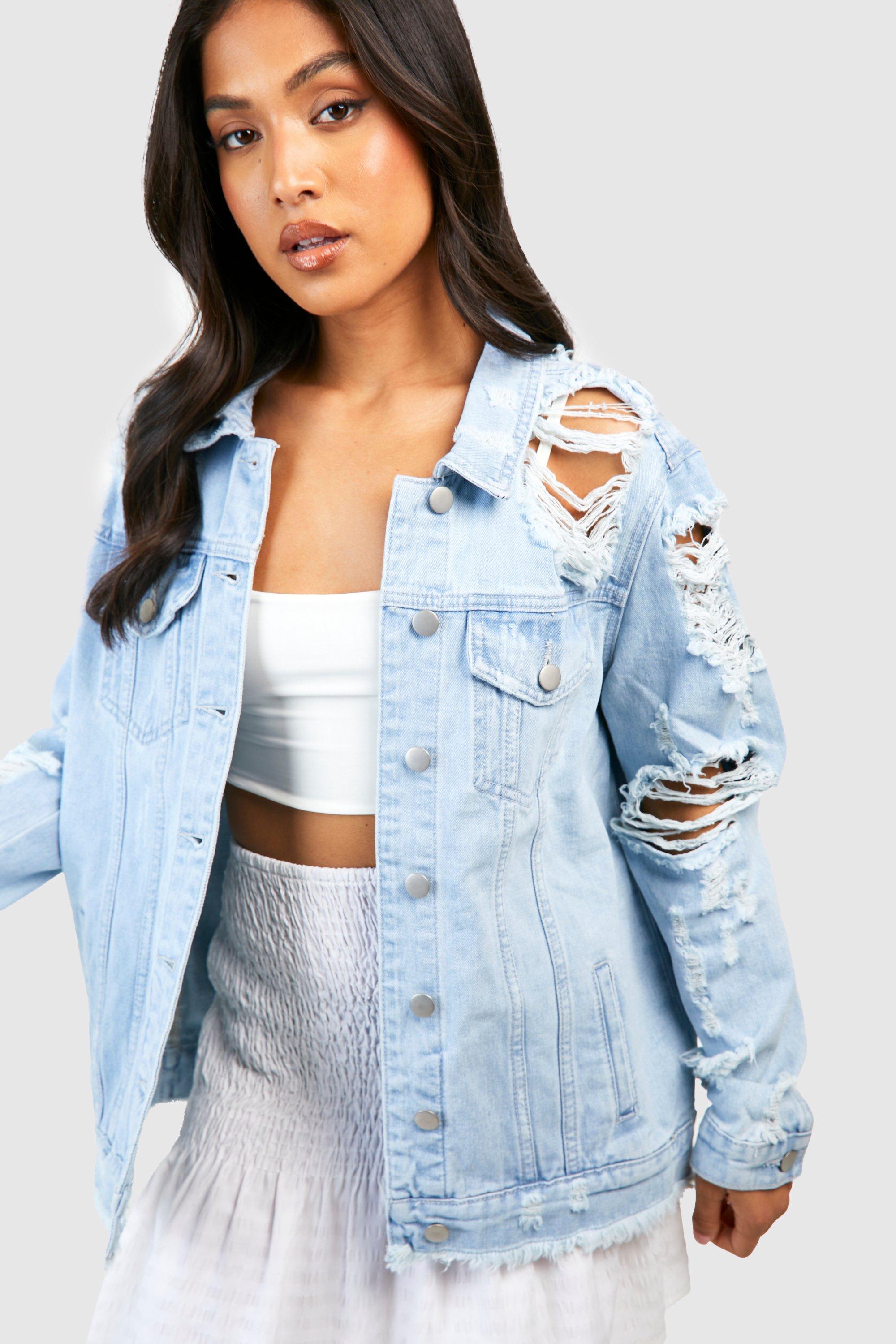 Destroyed jeans jacket sale