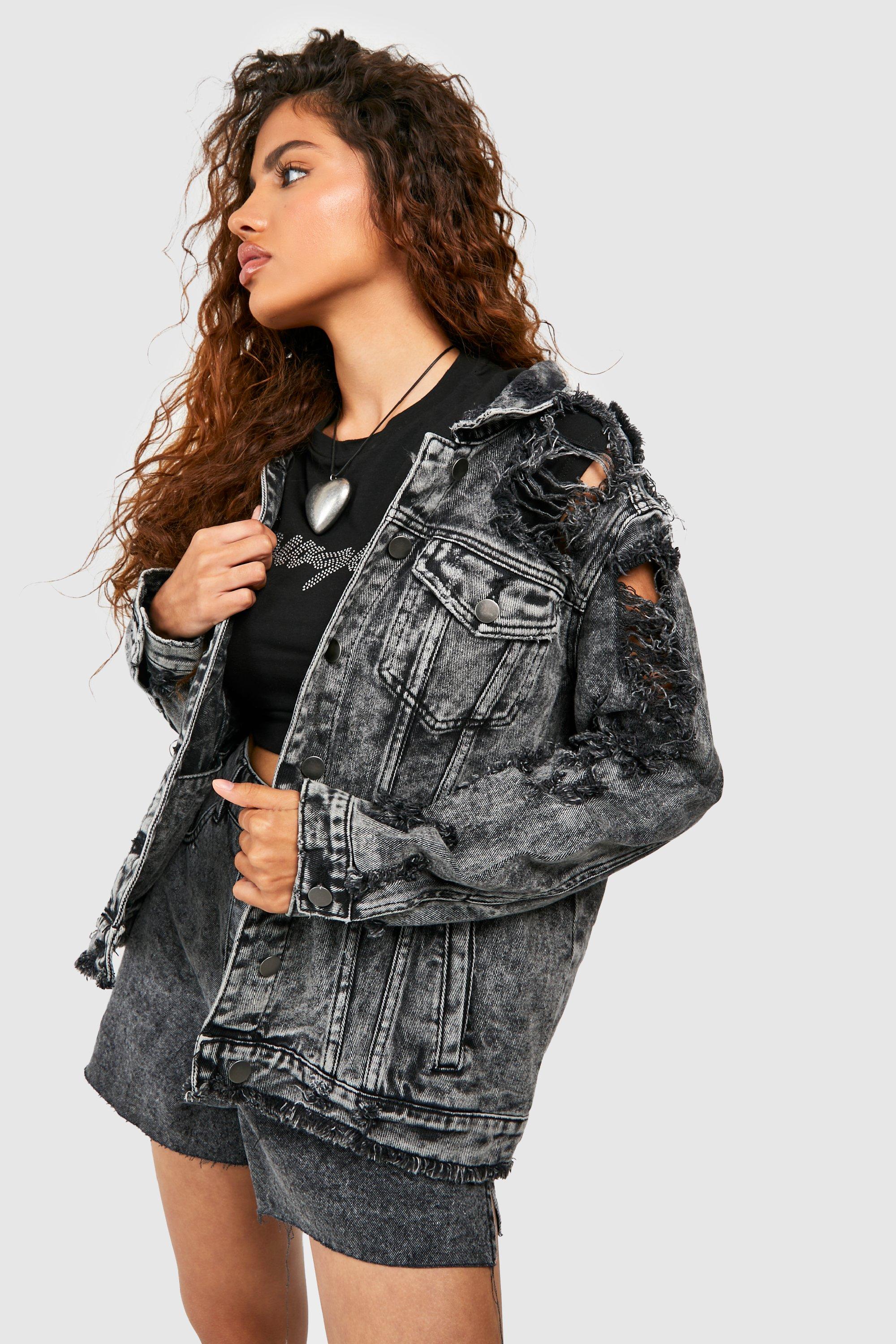 Veste en jean discount oversize noir femme