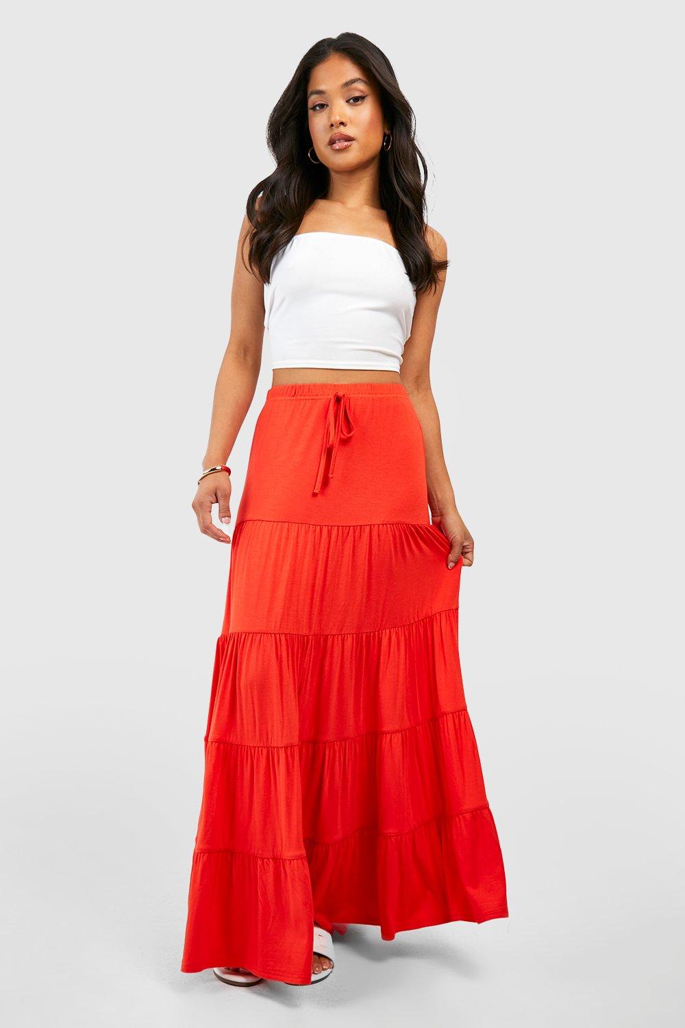 Tiered jersey clearance skirt