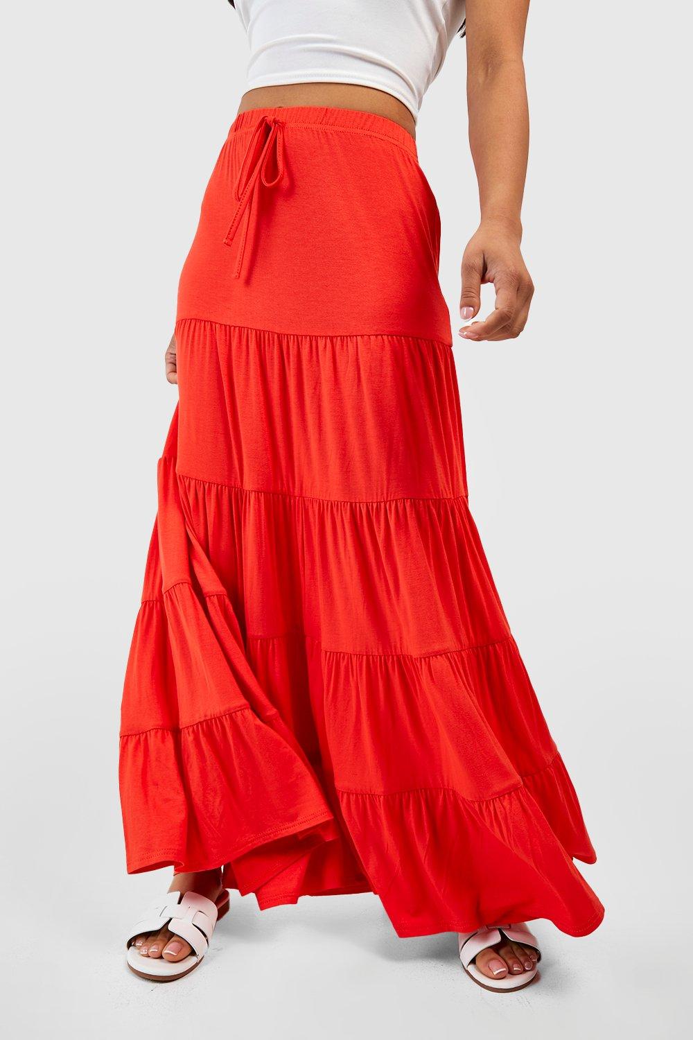 Tiered jersey shop maxi skirt