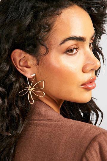 Open Flower Statement Earring gold