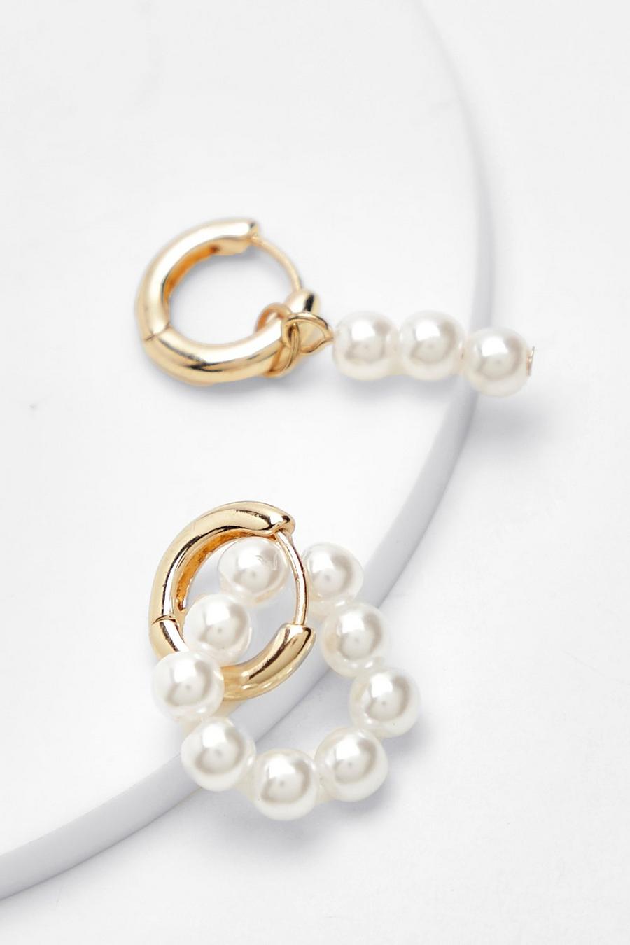 Hoop Pearl Detail Earrings | Boohoo UK