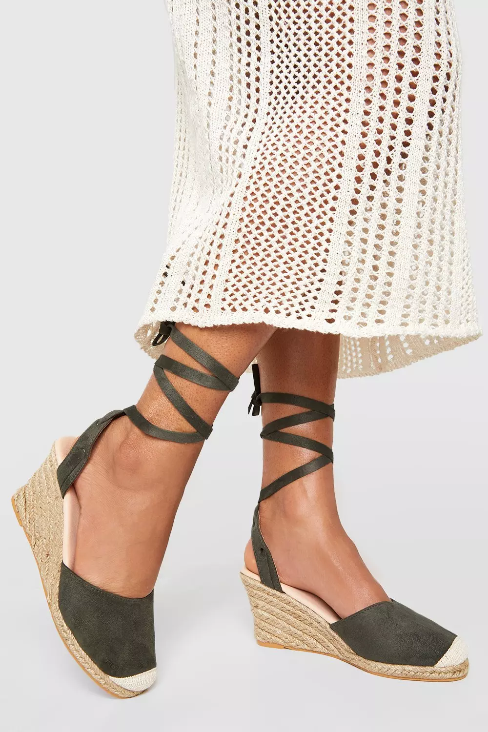 Strappy lace hot sale up wedges