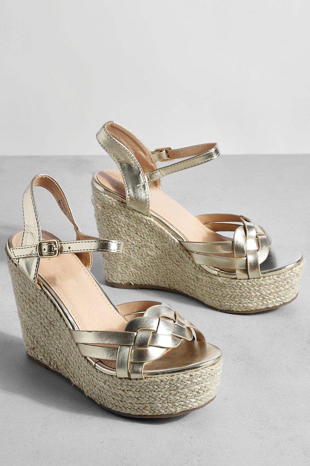 Boohoo on sale gold wedges