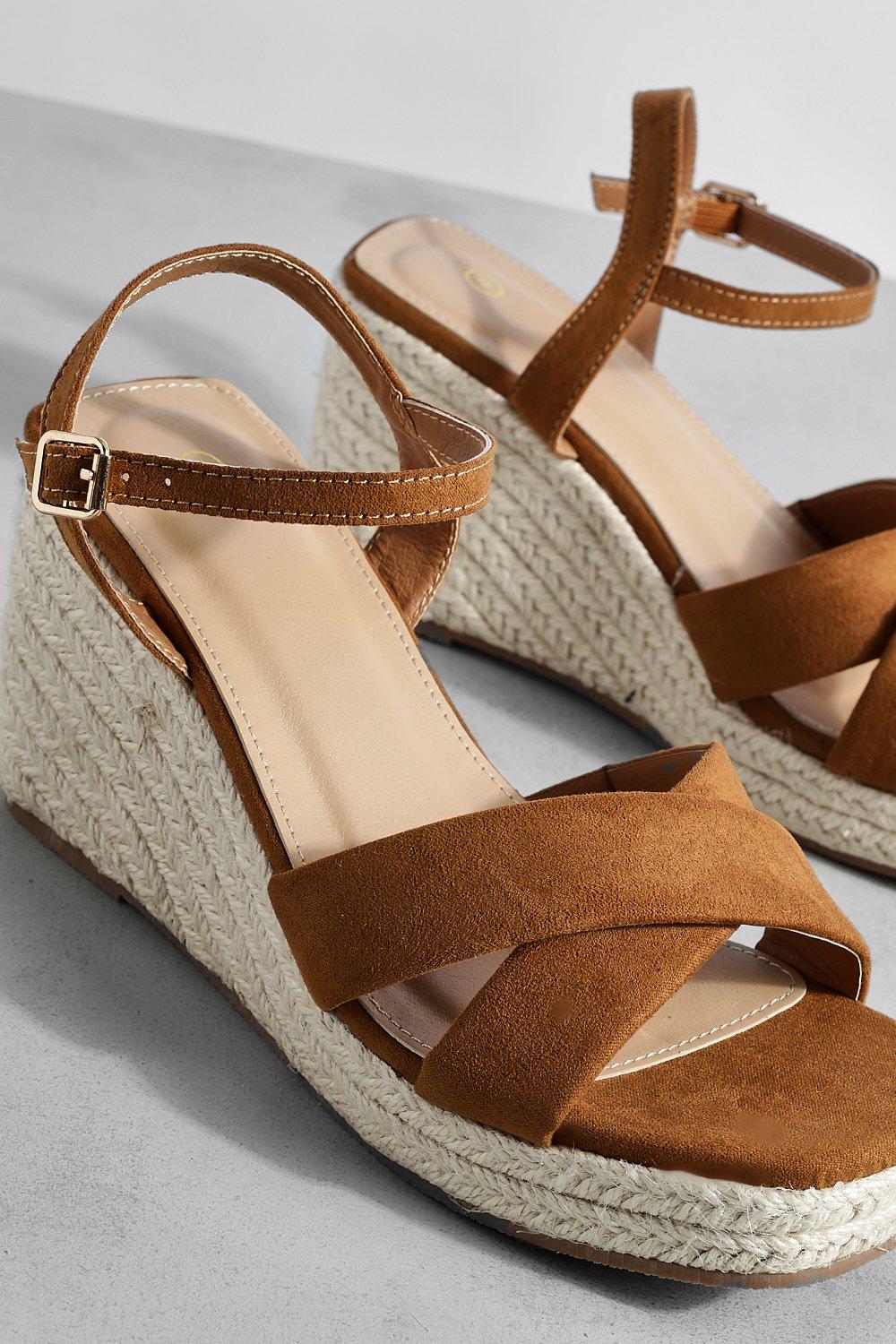 Wide width cheap tan wedges