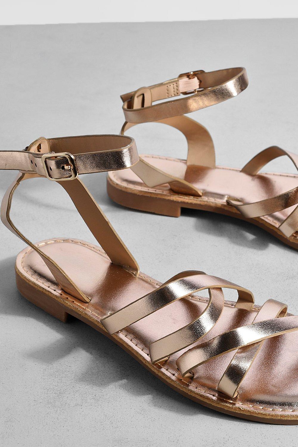 Strappy 2 Part Flat Sandals Boohoo UK