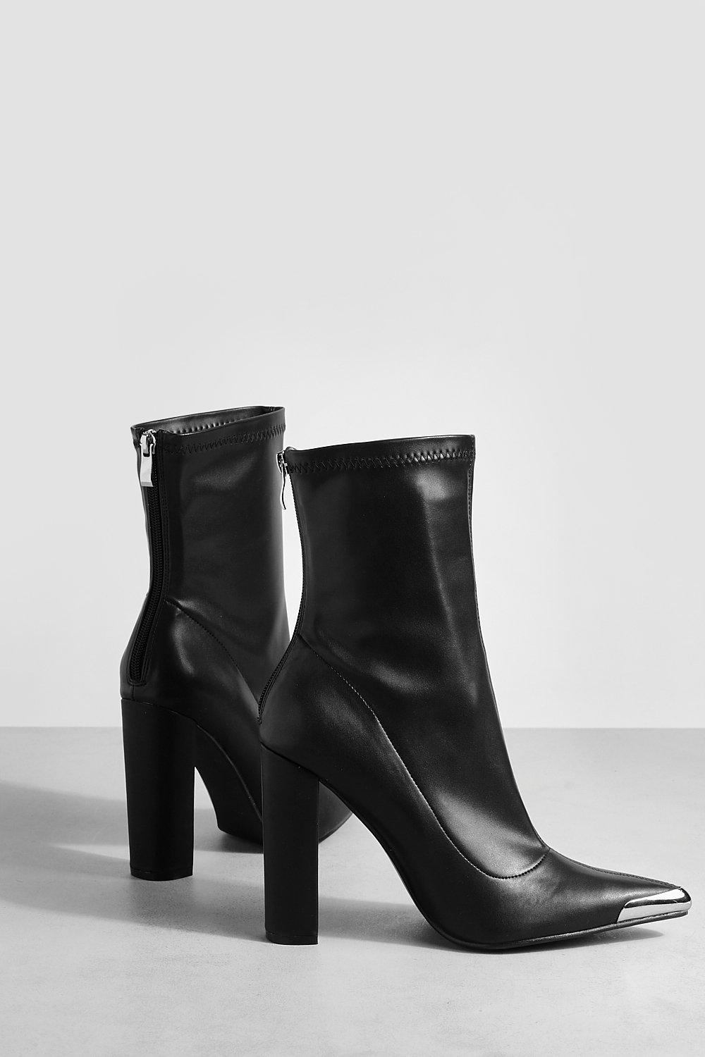 Metal Toe Cap Pointed Sock Boots | boohoo