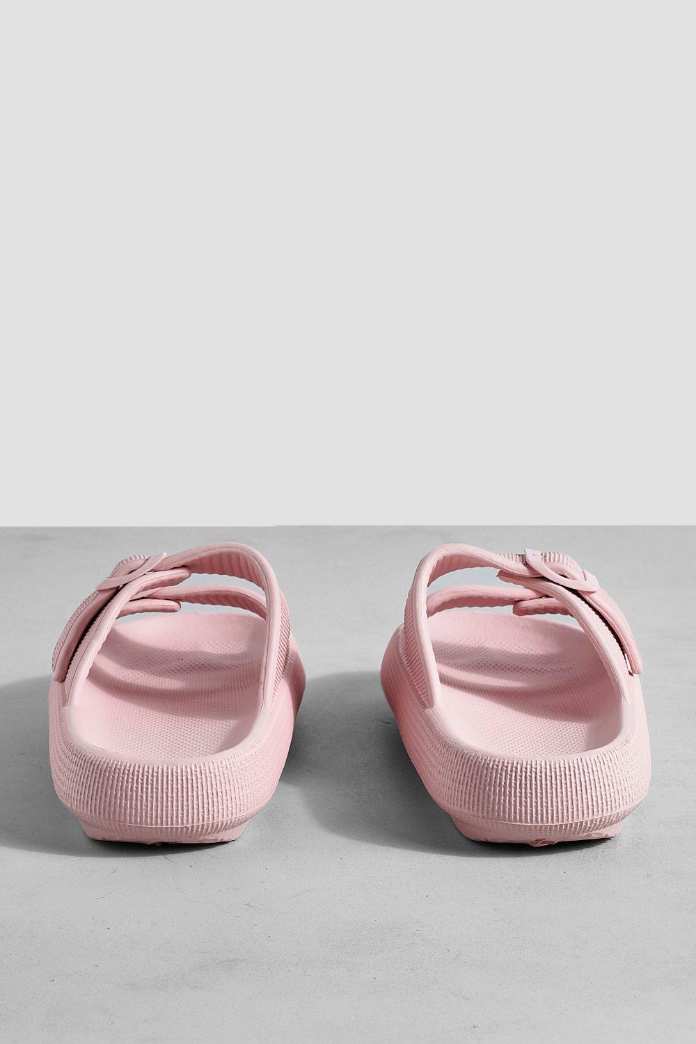 Two strap hot sale pink slides