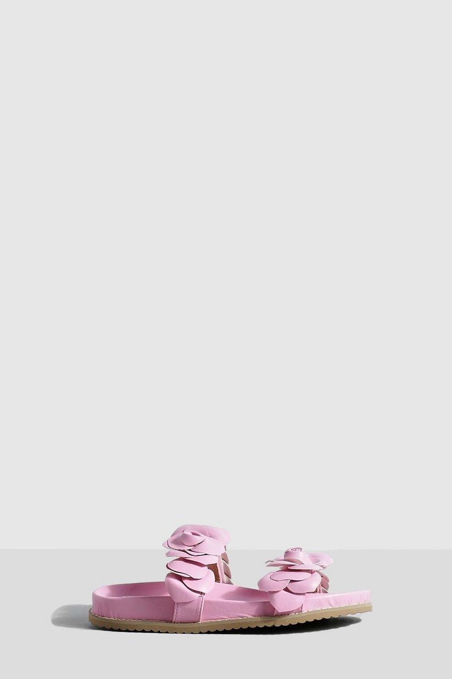Pink rosa Flower Strap Espadrille Sandals