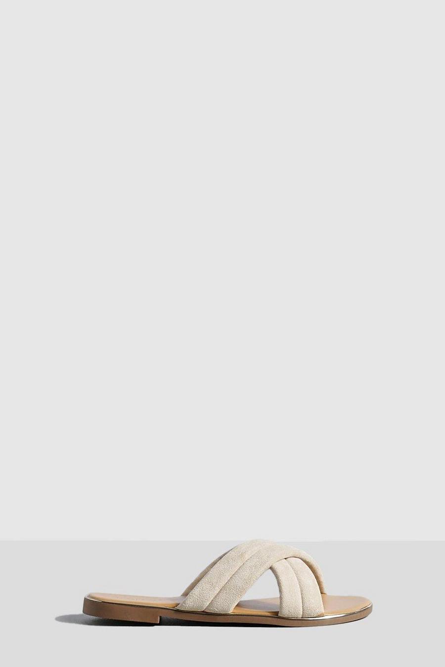 Sandali Mules con fascette incrociate, Beige image number 1