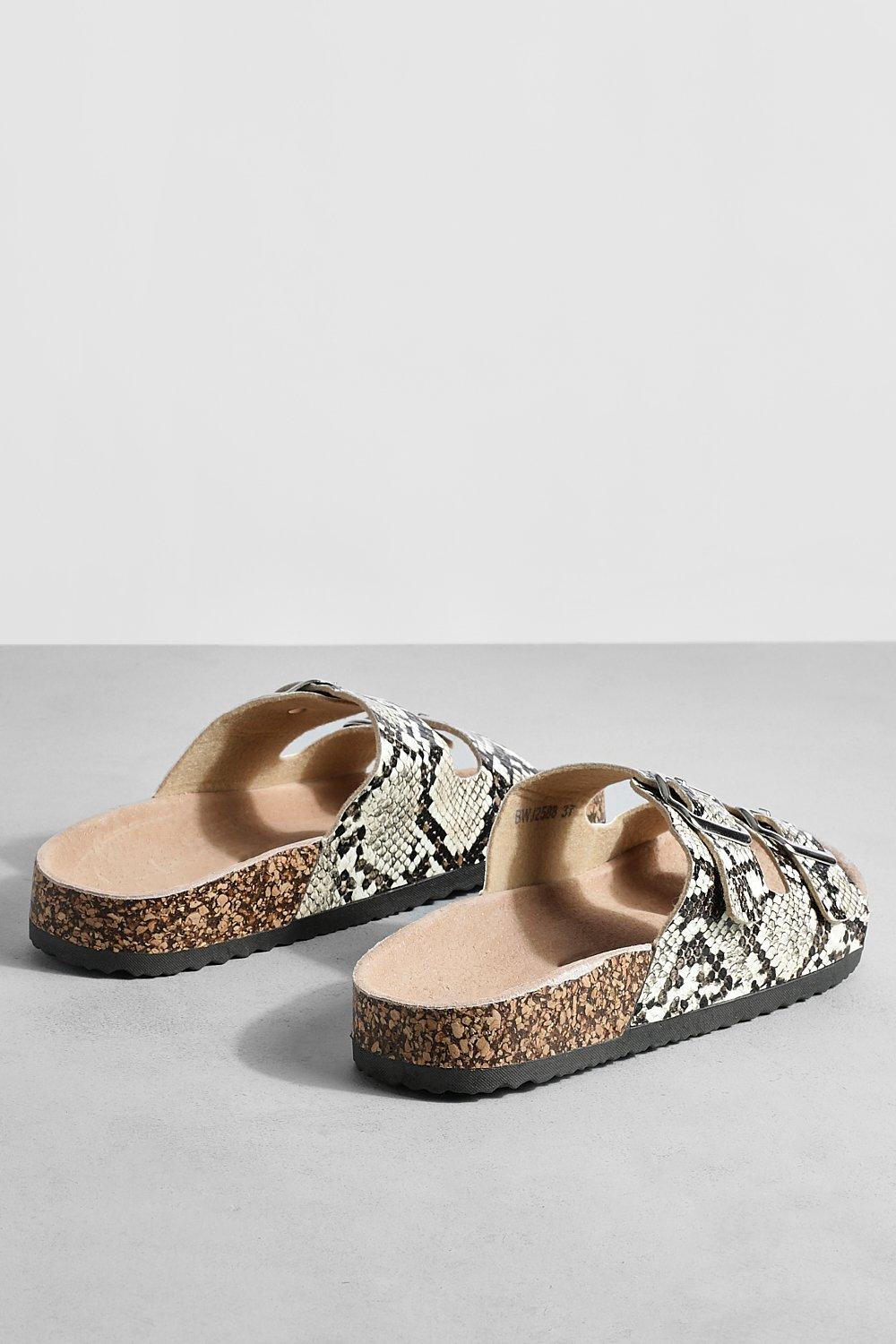 Slangenprint Slippers Met Dubbele Gesp En Voetbed