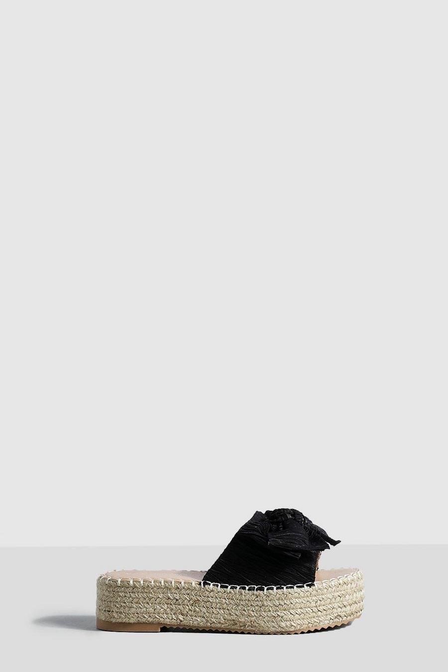 Sandali Espadrillas Flatform con fiocco, Black nero