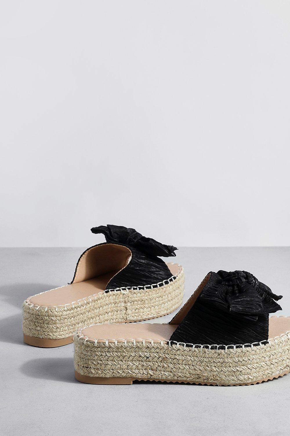 Bow Detail Espadrille Flatform Sandals Boohoo UK