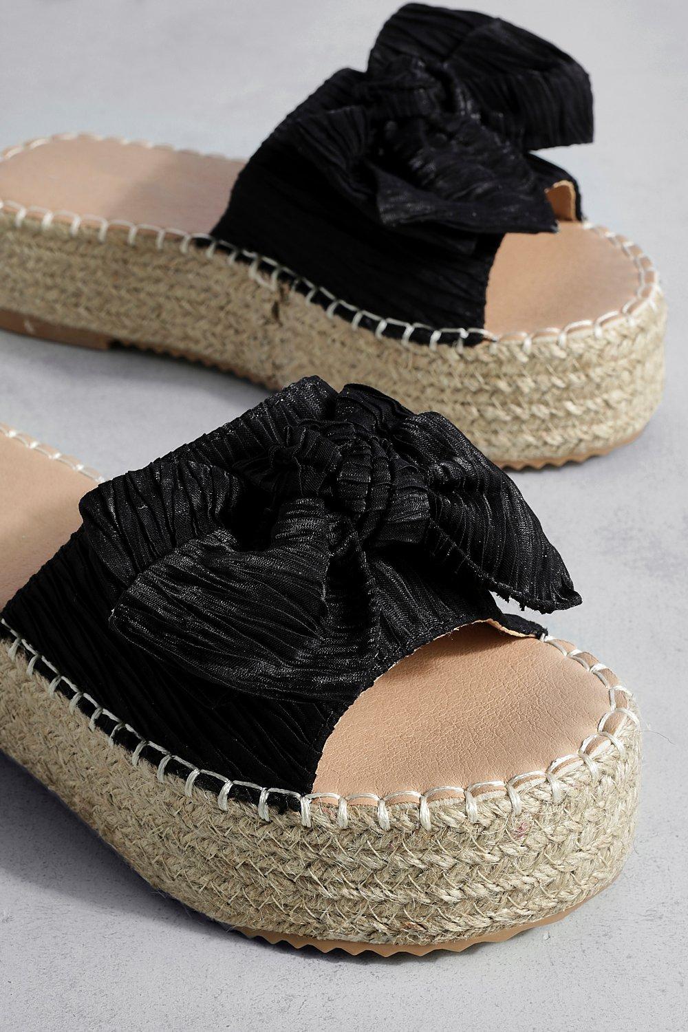 Bow Detail Espadrille Flatform Sandals Boohoo UK