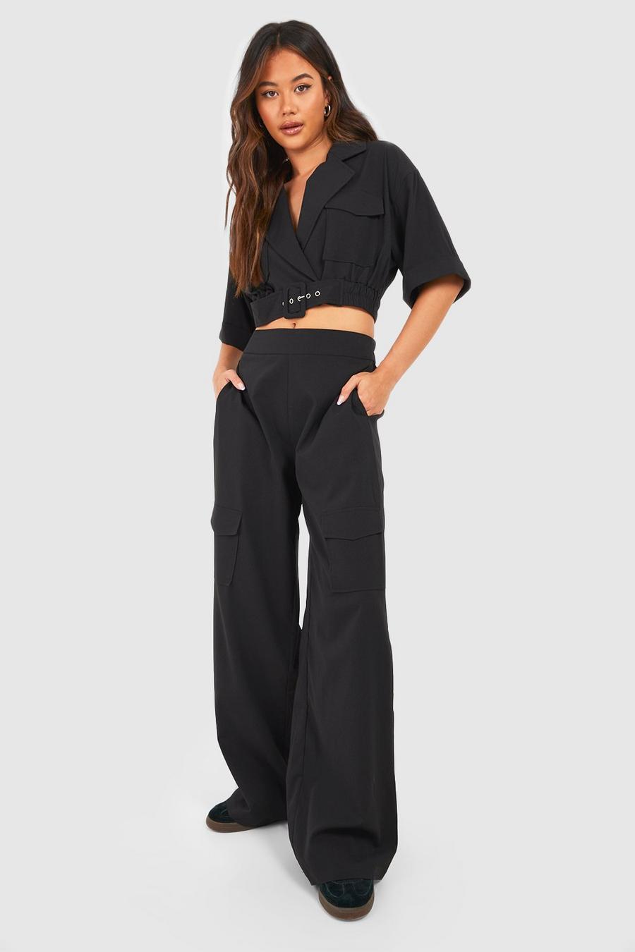 Black Cargo Pocket Relaxed Fit Trousers