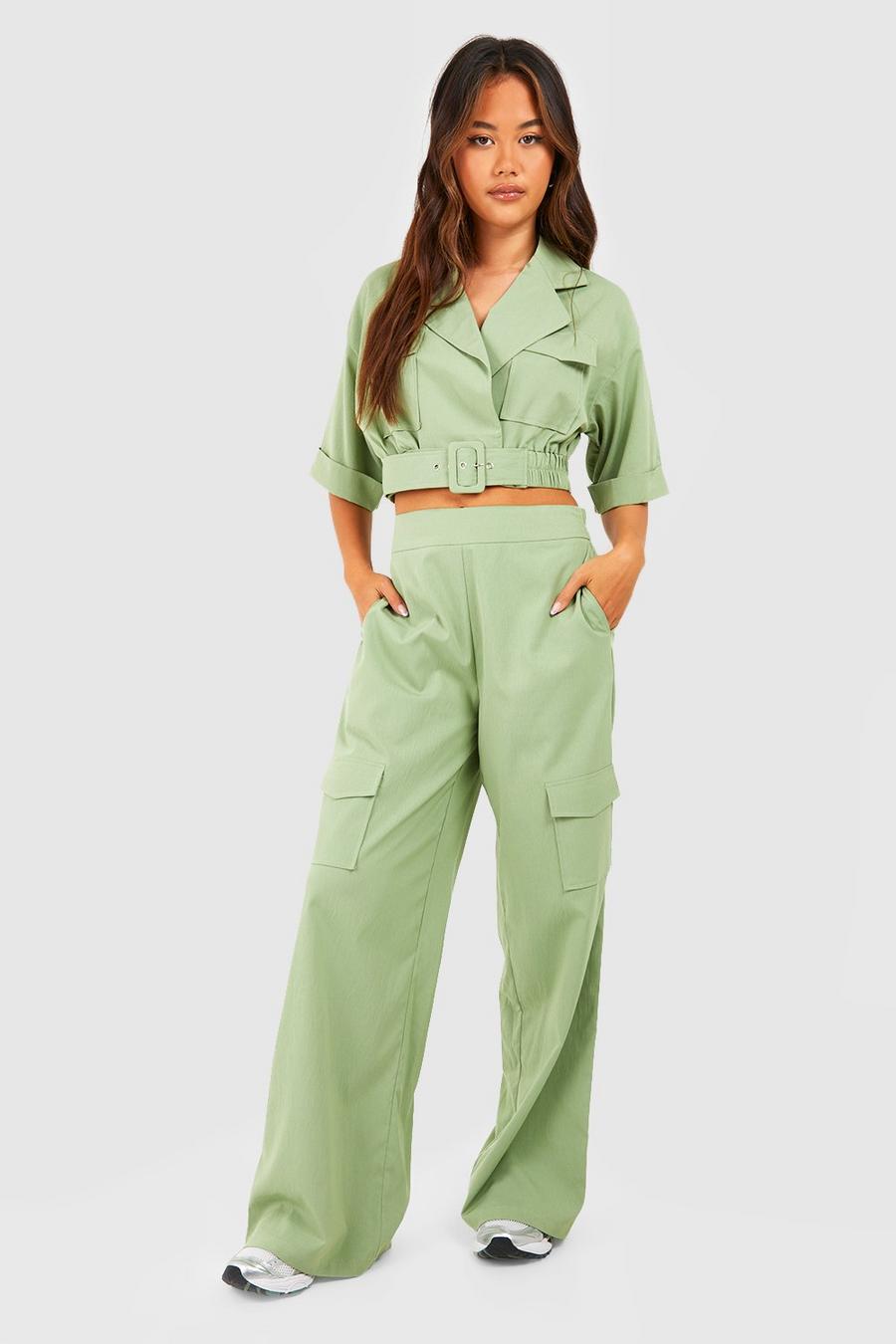 Khaki Cargo Pocket Relaxed Fit Trousers image number 1