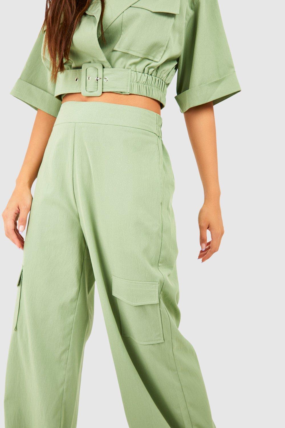 Boohoo green hot sale trousers