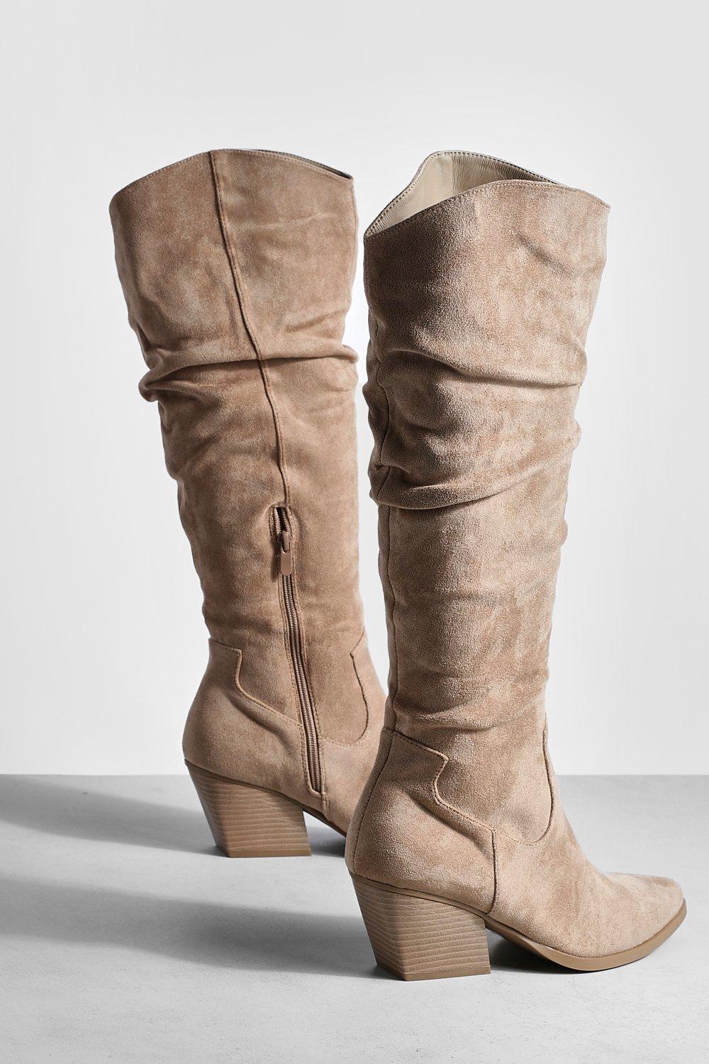 Tan 2024 ruched boots